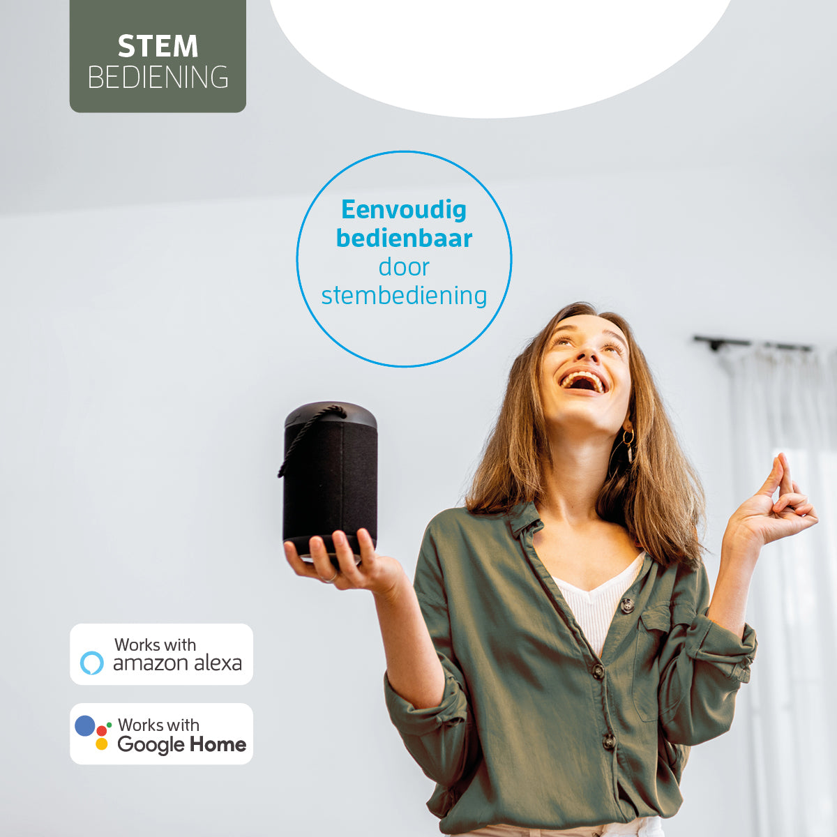 Varin Smart Wifi Stehleuchte mit Fächern – Schwarzer Schirm – 160 cm hoch – inkl. LED-Lampe E27 - 1800-2700K (CCT) - Tuya
