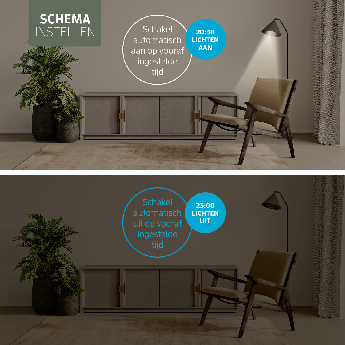 Varin Smart Wifi Stehleuchte mit Fächern – Schwarzer Schirm – 160 cm hoch – inkl. LED-Lampe E27 - 1800-2700K (CCT) - Tuya
