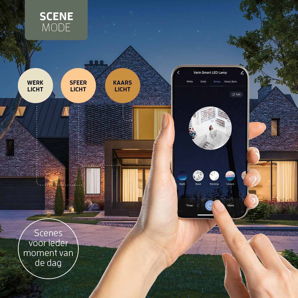 Varin Smart Wifi Stehleuchte mit Fächern – Schwarzer Schirm – 160 cm hoch – inkl. LED-Lampe E27 - 1800-2700K (CCT) - Tuya