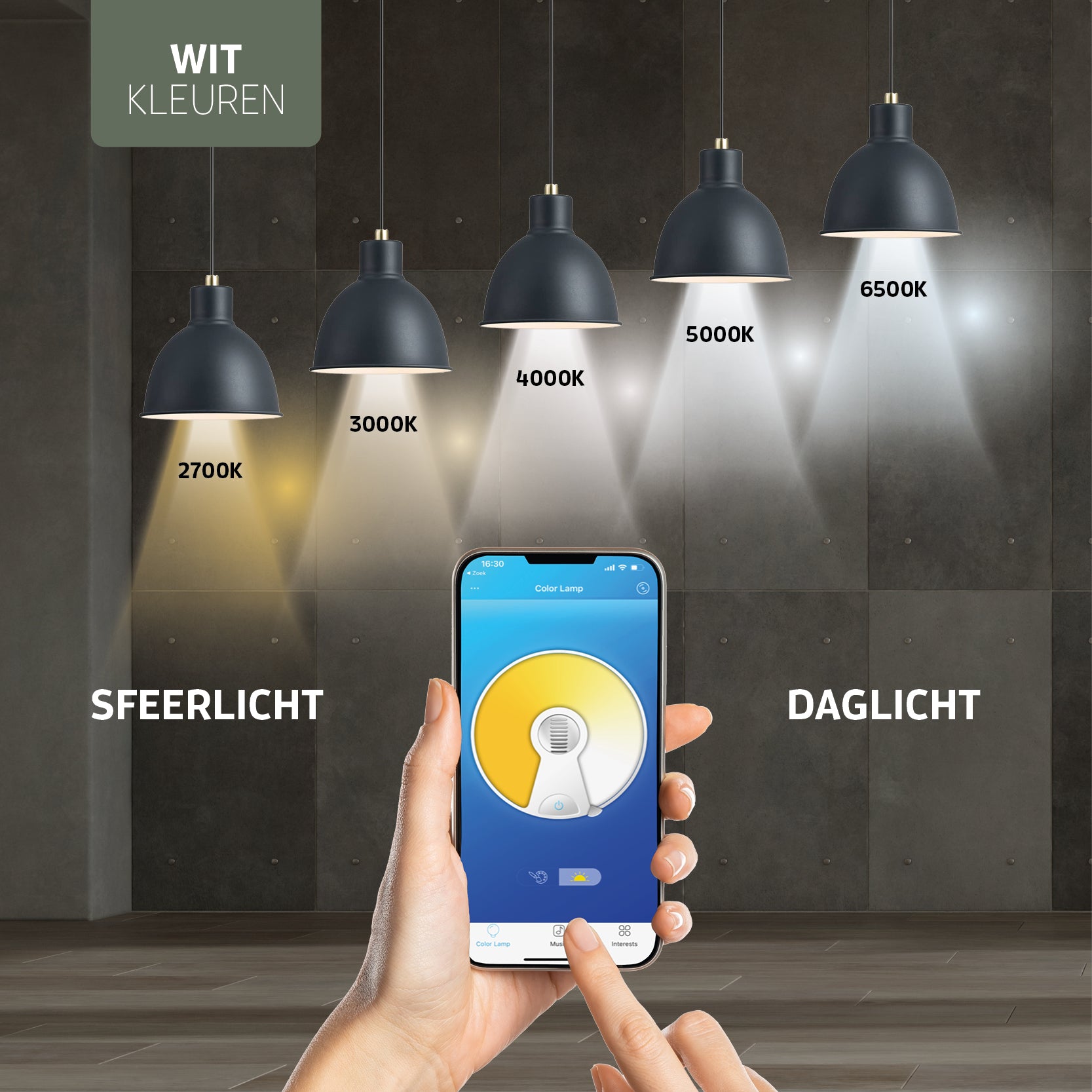 Varin® Smart LED Badkamerlamp met Bluetooth speaker - Ø 28cm - Wit - IP44 Spatwaterdicht - RGBW (CCT) - Tuya Wifi