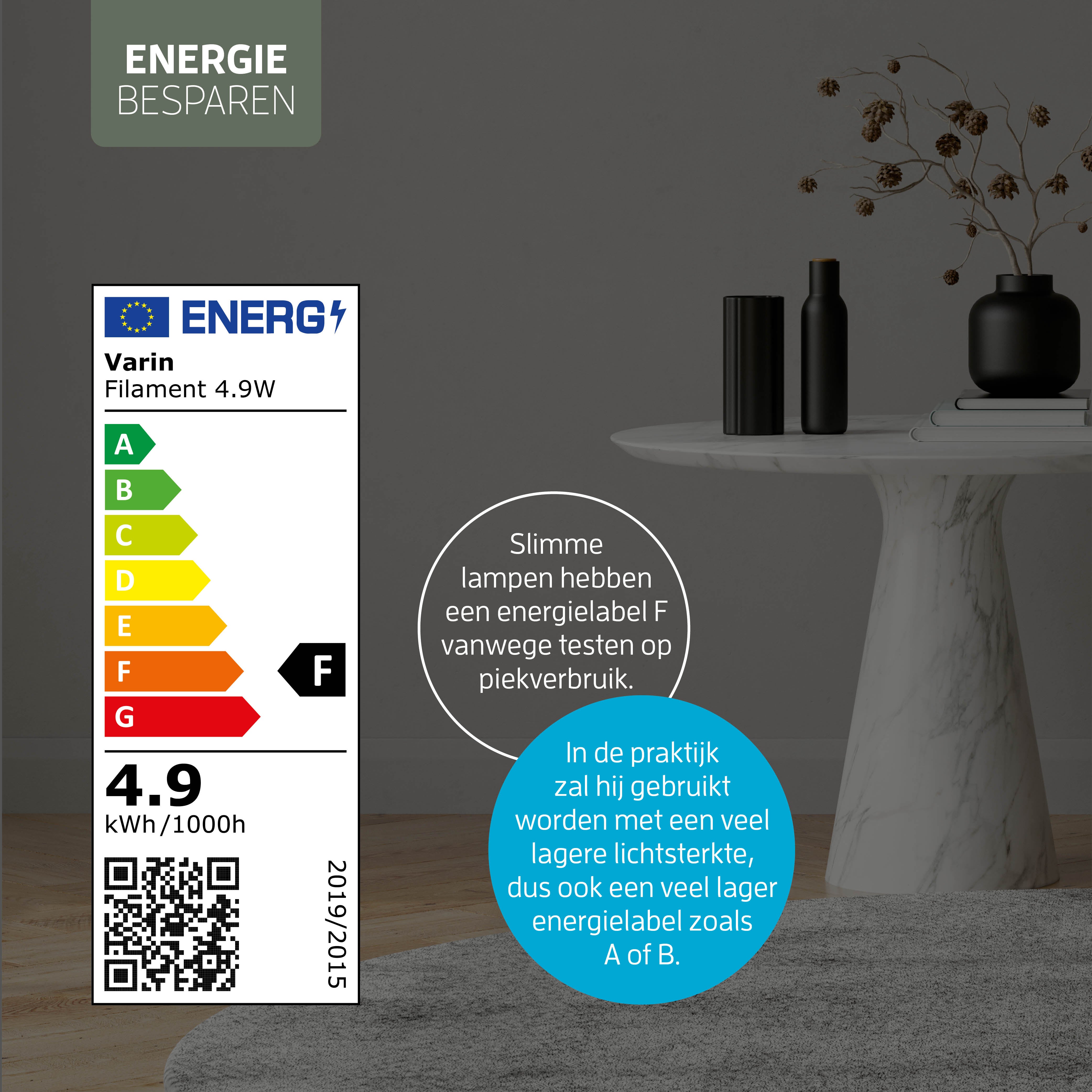 Varin Smart Wifi LED Filament Lamp E27 - 5W - G45 - Extra warm wit - 1800-2700K (CCT) - Tuya