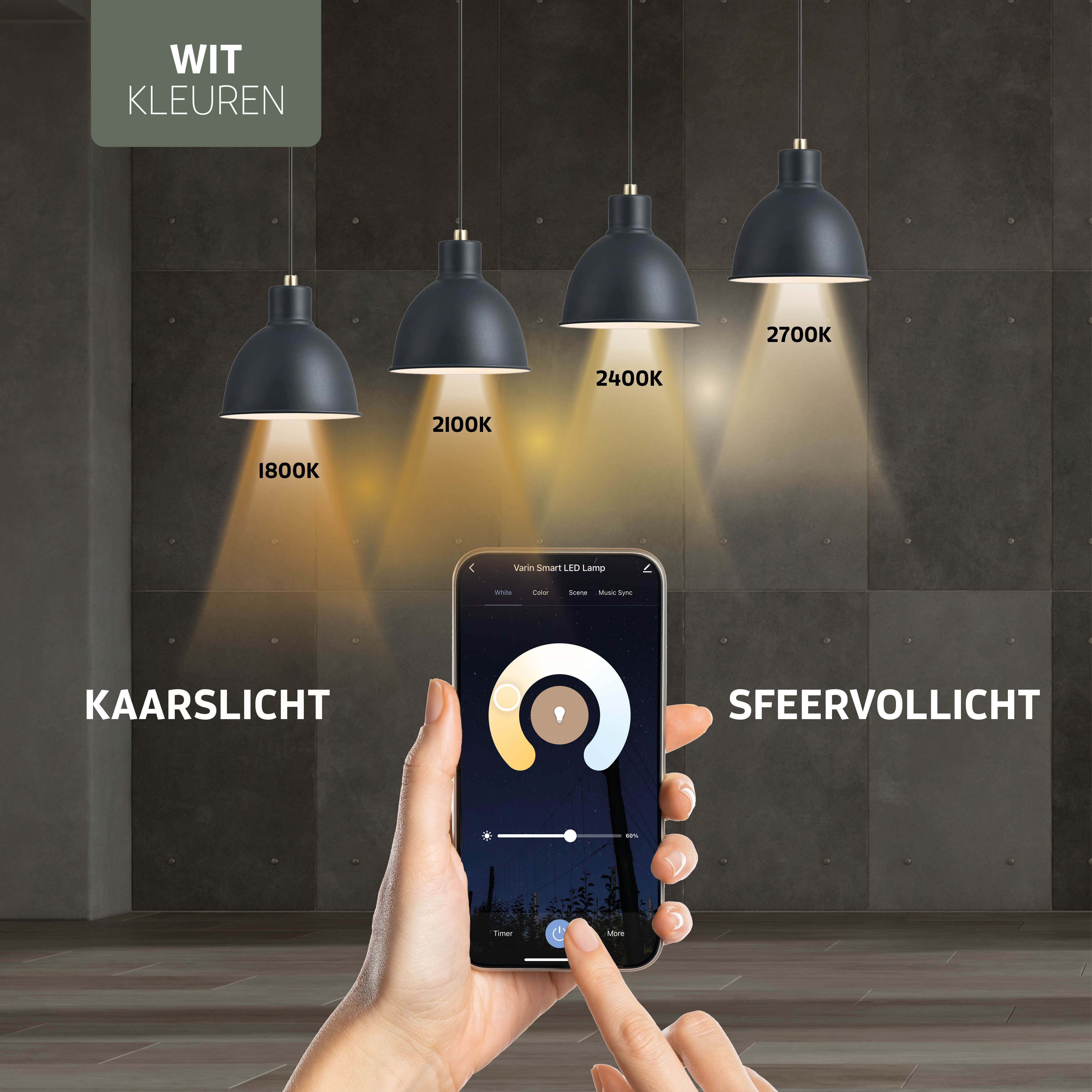 Varin Smart Wifi LED Filament Lamp E27 - 5W - G45 - Extra warm wit - 1800-2700K (CCT) - Tuya