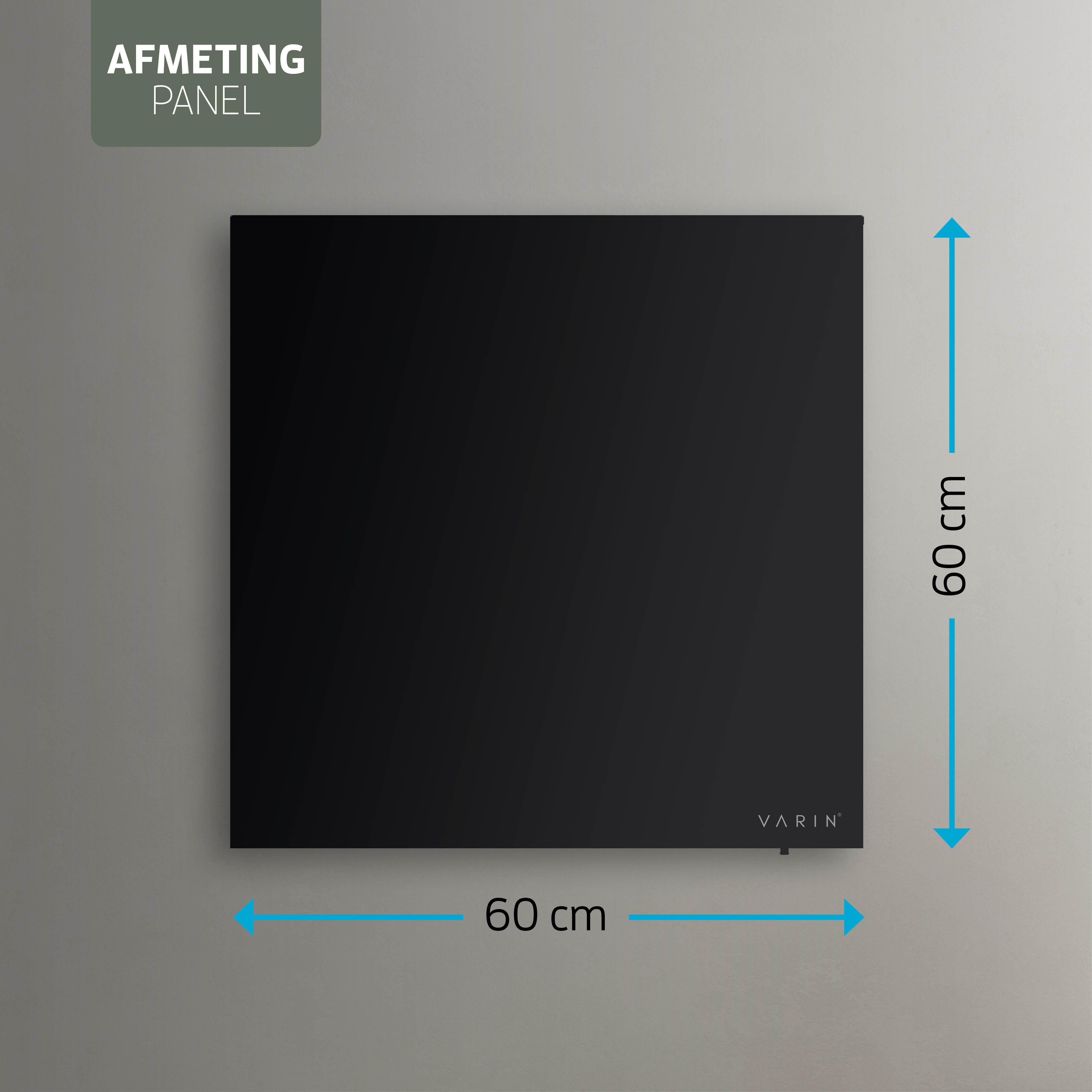 Varin® Smart Design Infrarood verwarmingspaneel - 400W - 60x60cm - Zwart glas - IP24 - Tuya Wifi