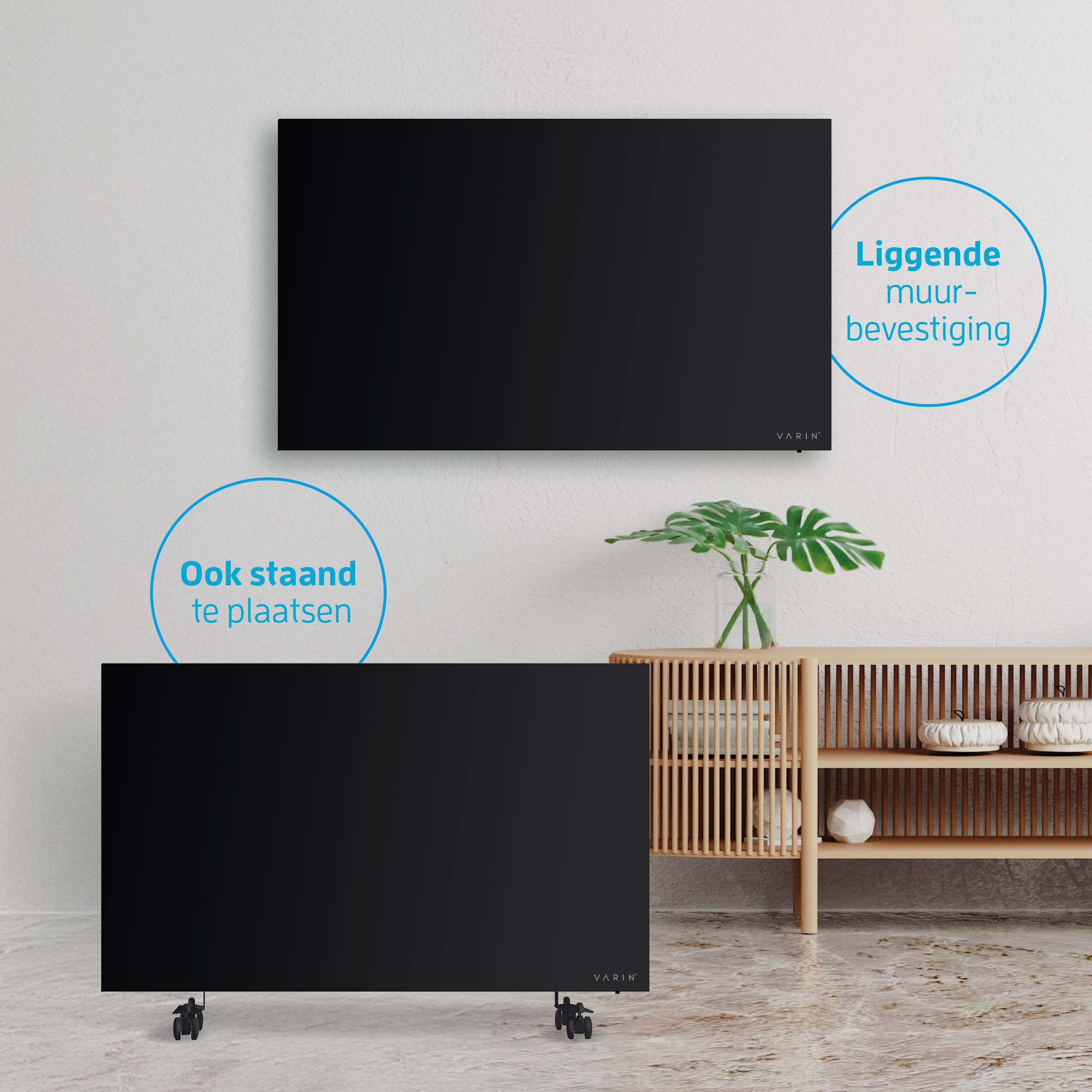 Varin® Smart Design Infrarood verwarmingspaneel - 600W - 100x60cm - Zwart glas - IP24 - Tuya Wifi