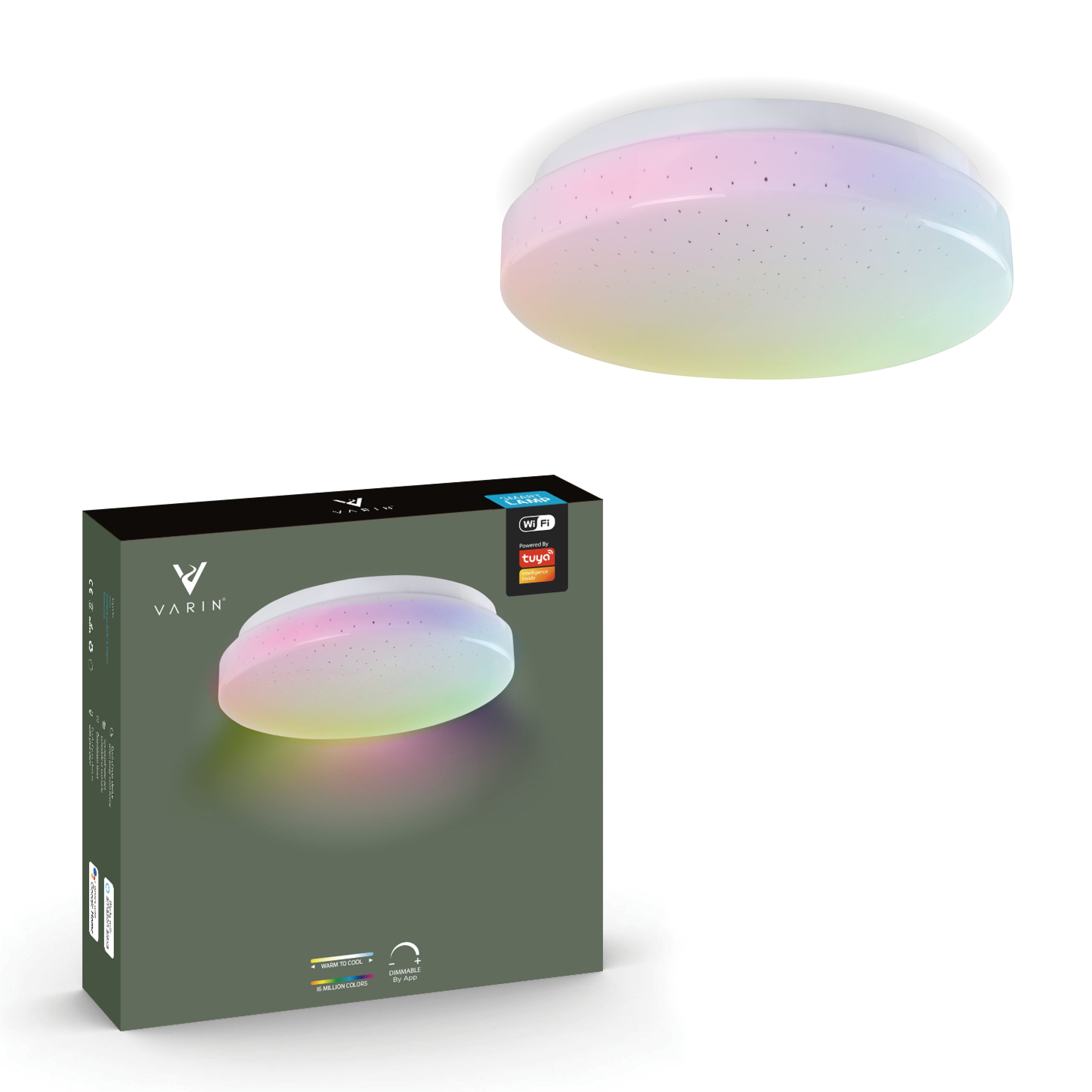 Varin Smart Wifi LED Plafondlamp RGB + CCT - 21 cm - Tuya