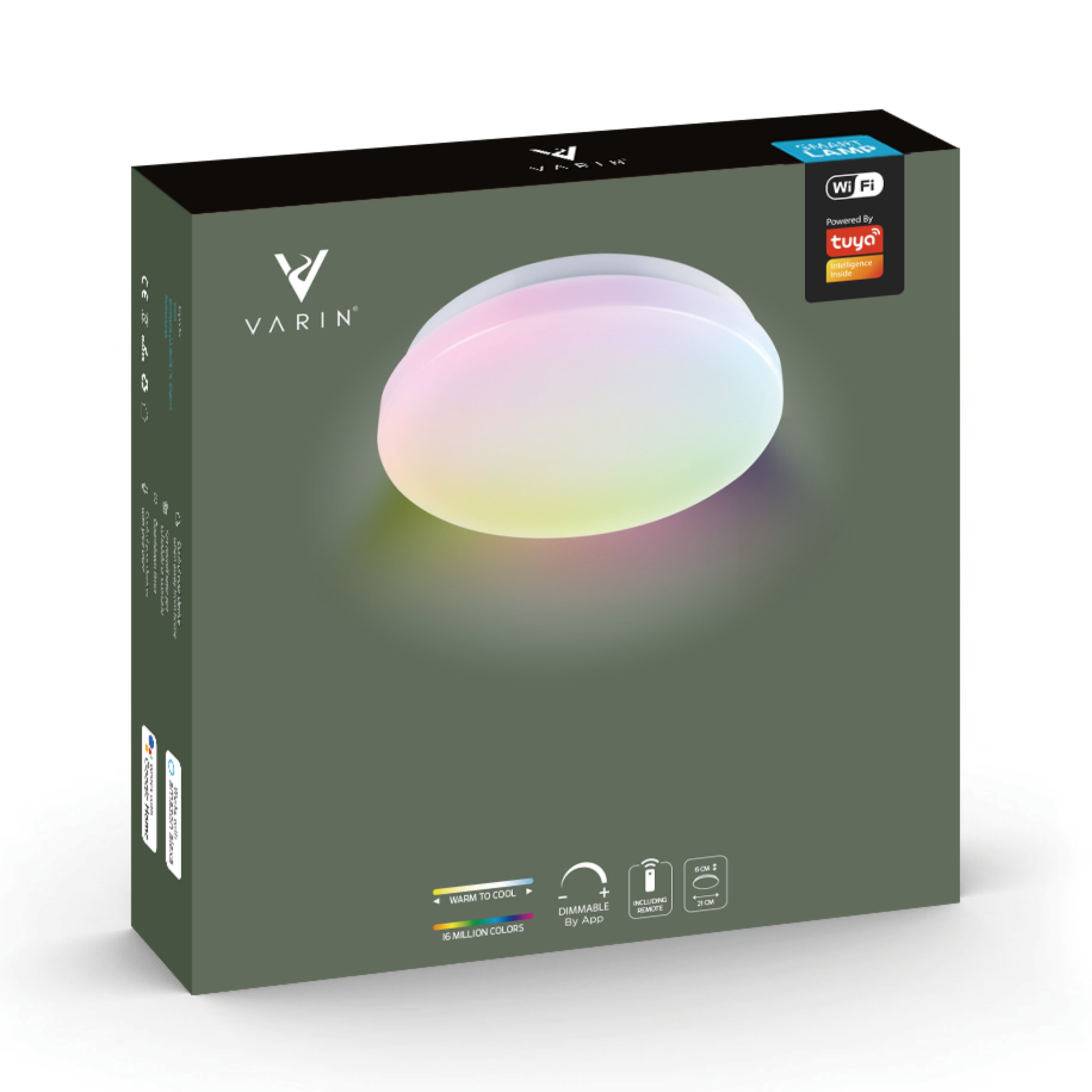 Varin Smart Wifi LED Plafondlamp RGB + CCT - 21 cm - Tuya