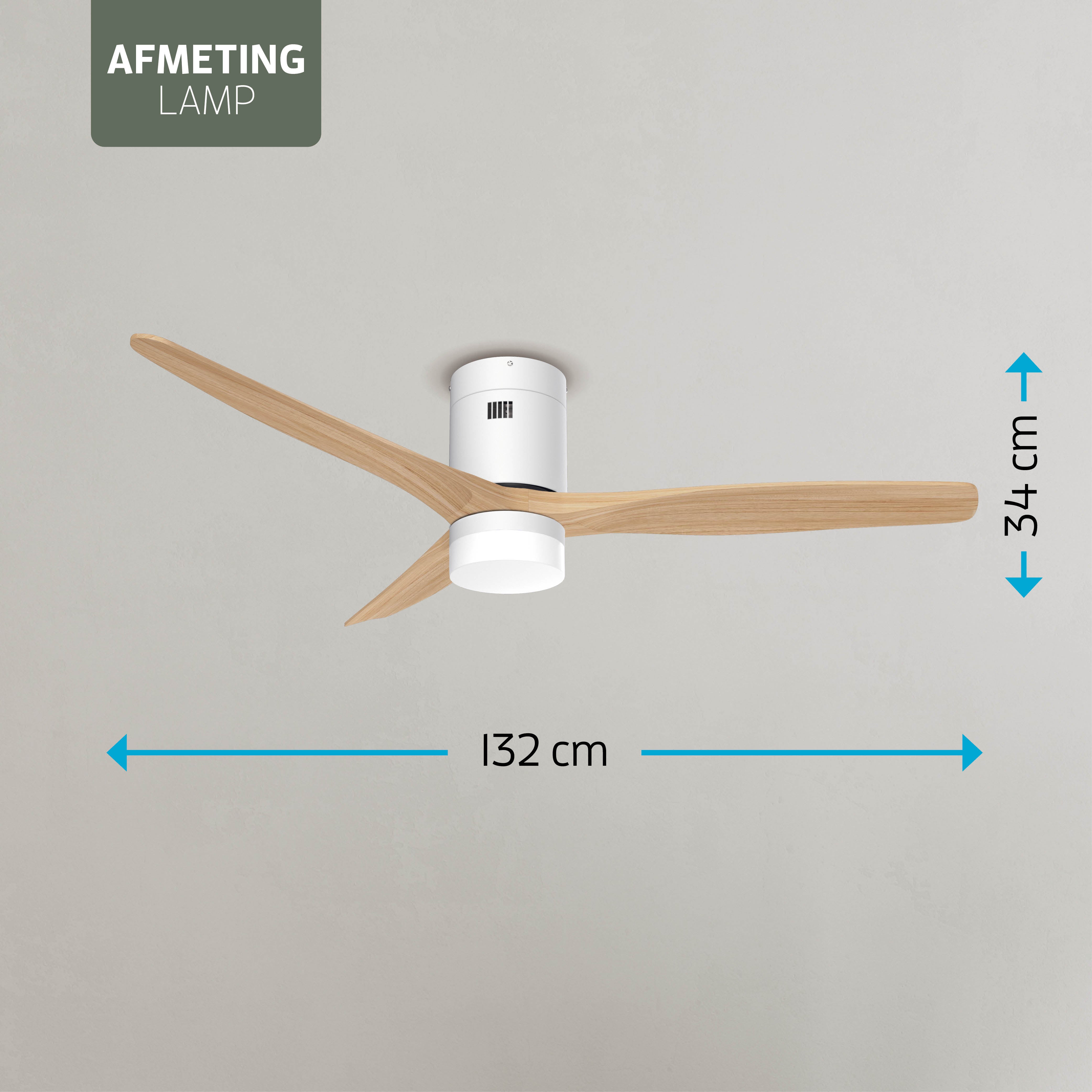 Smart Plafondventilator - Wit/naturel met verlichting - 132cm - WiFi