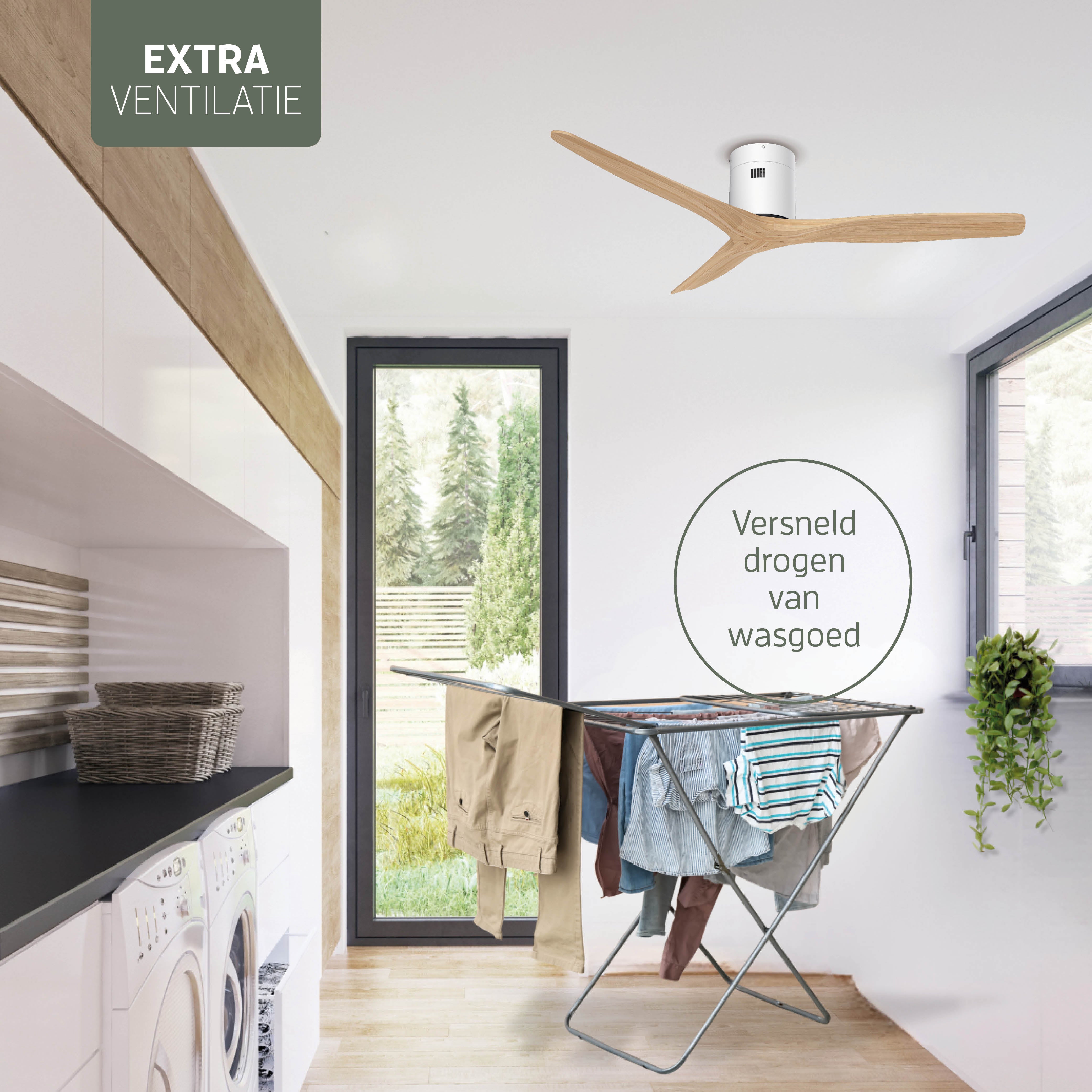 Smart Plafondventilator - Wit/naturel - 132cm - WiFi