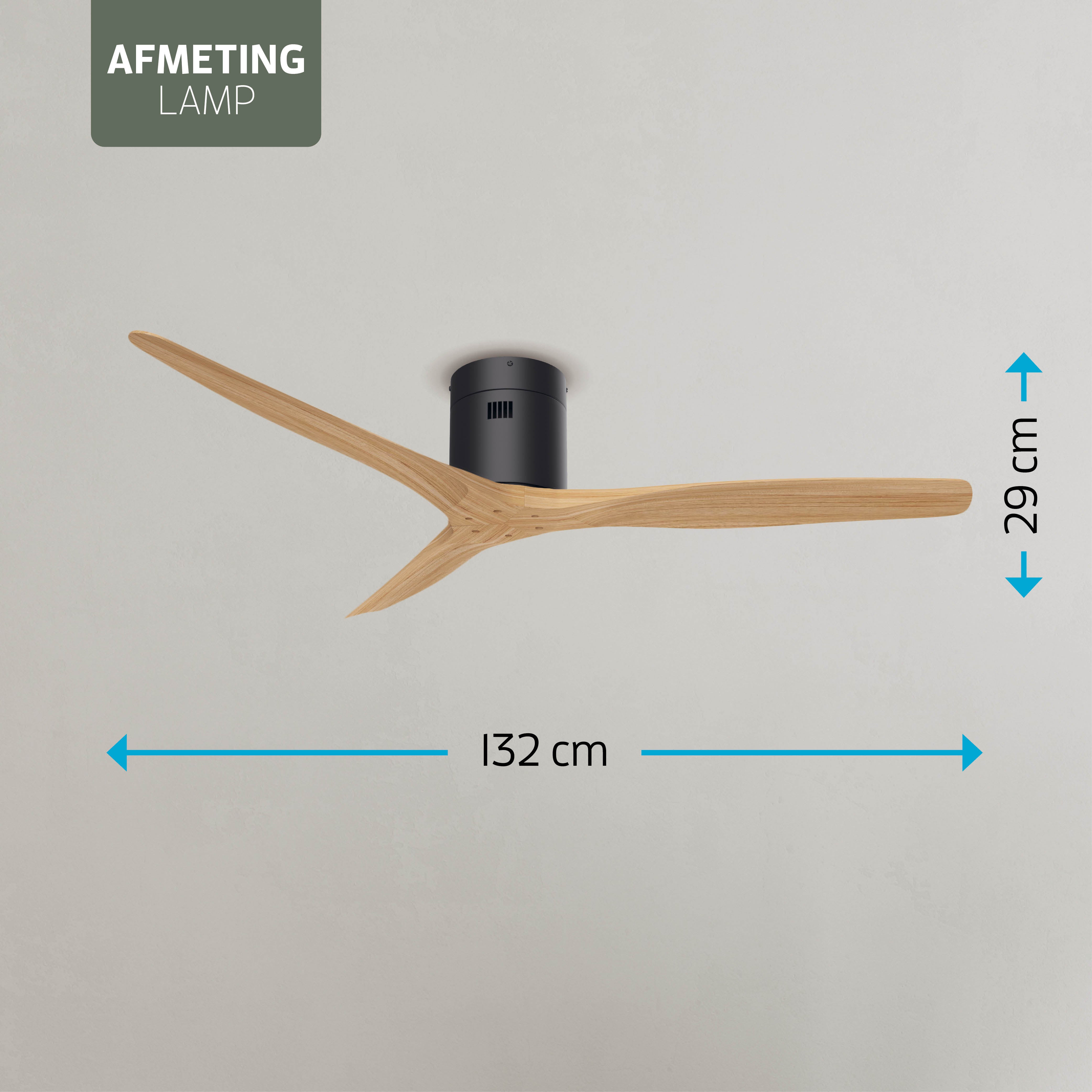 Smart Plafondventilator - Zwart/naturel - 132cm - WiFi