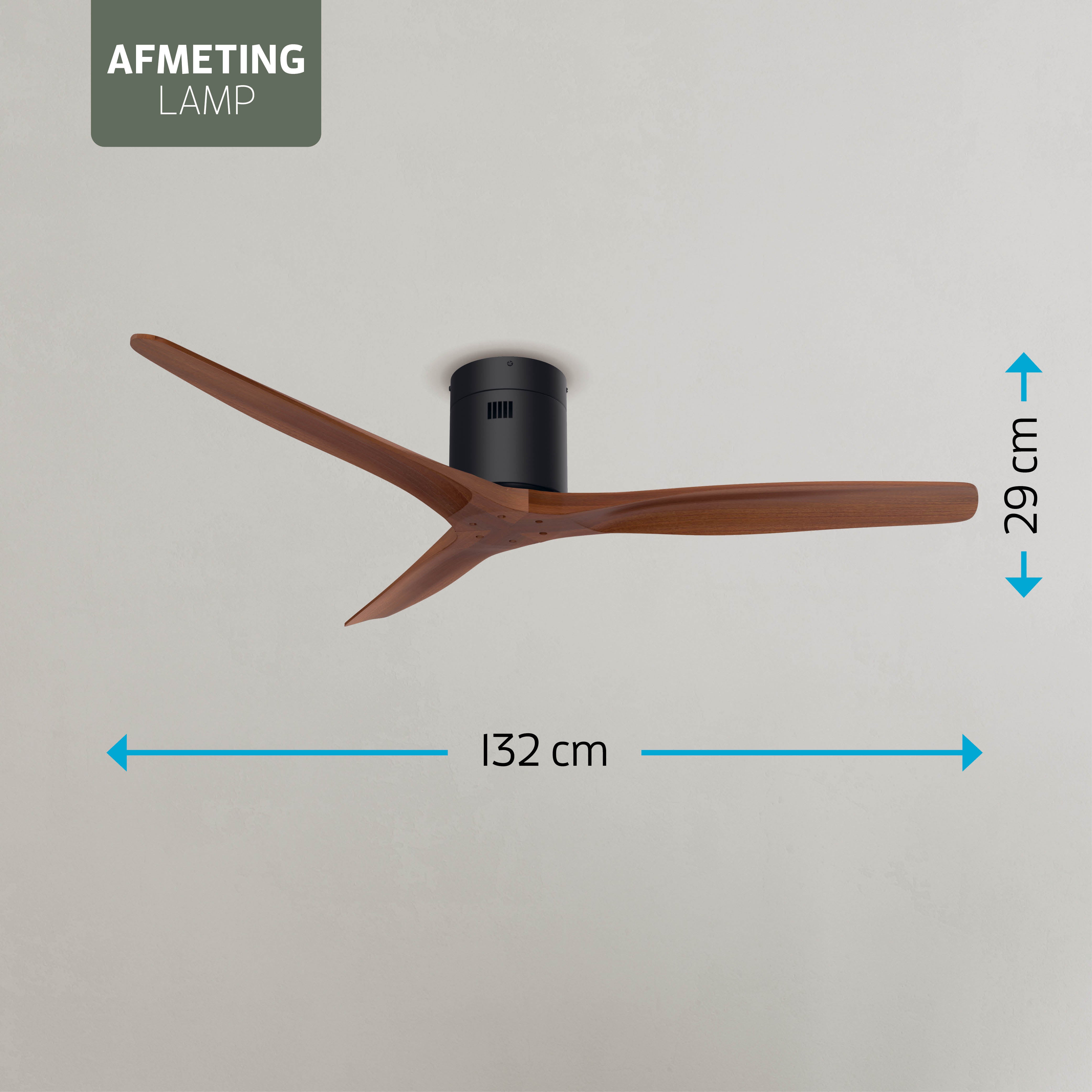 Smart Plafondventilator - Zwart/walnoot - 132cm - WiFi