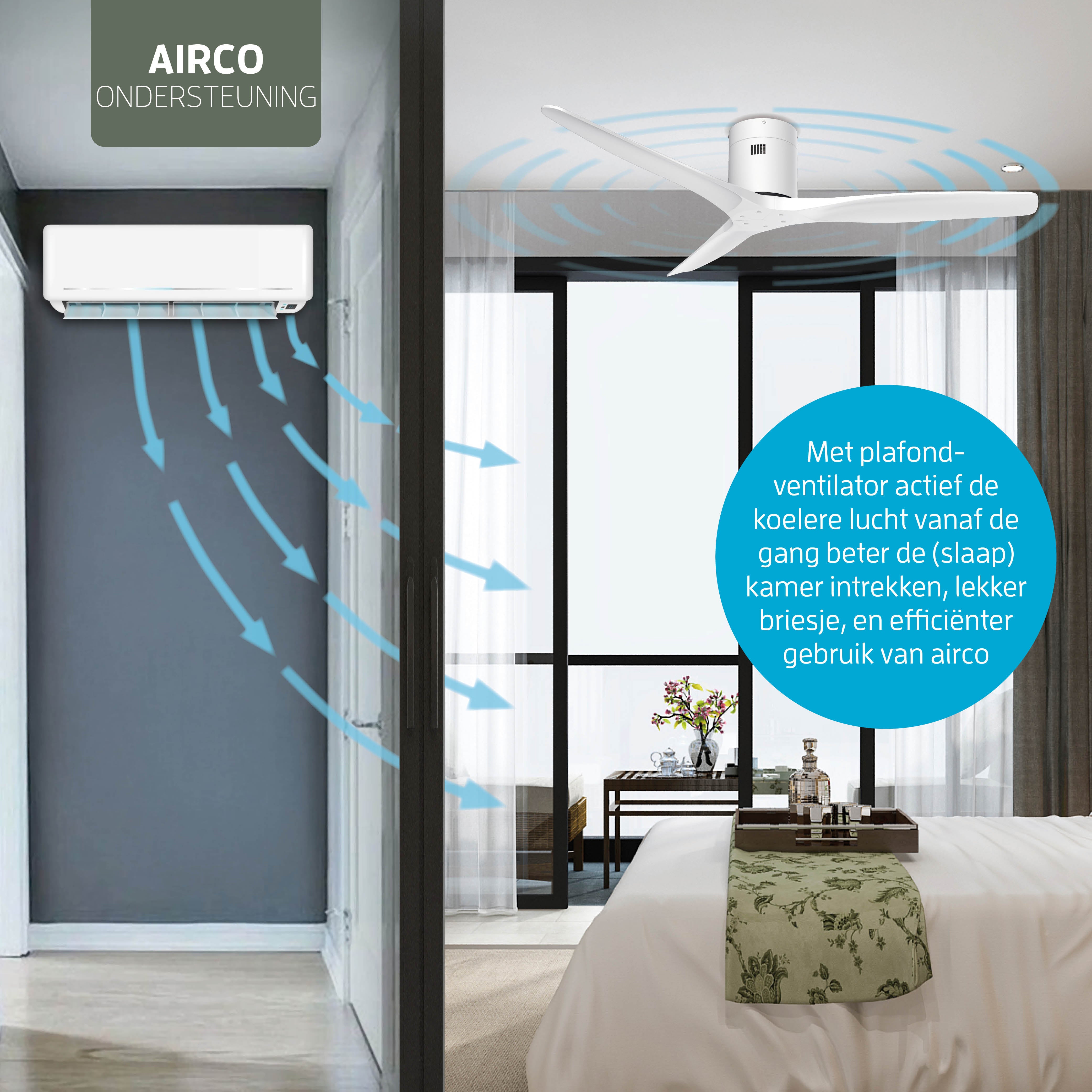 Smart Plafondventilator - Wit/wit - 132cm - WiFi