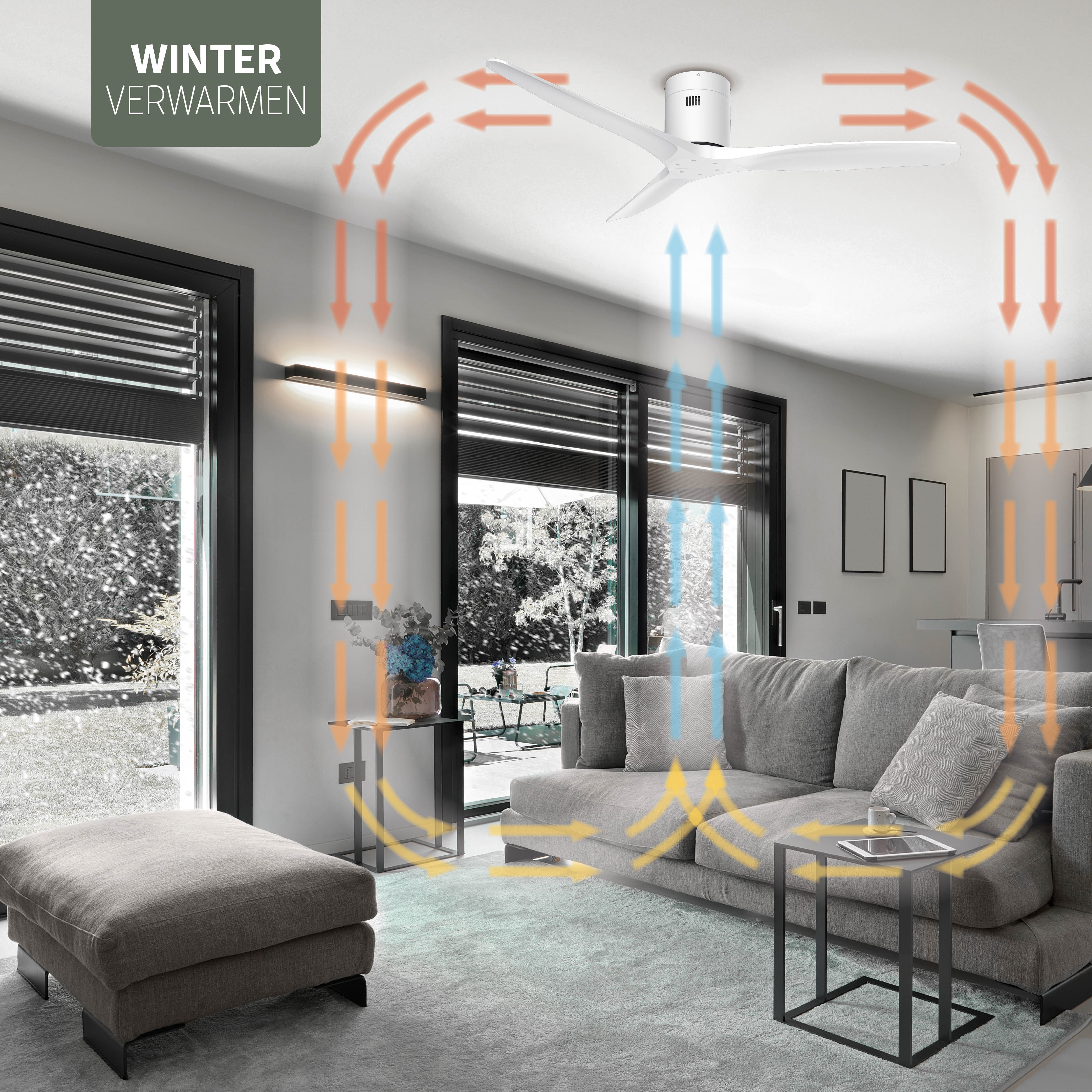 Smart Plafondventilator - Wit/wit - 132cm - WiFi