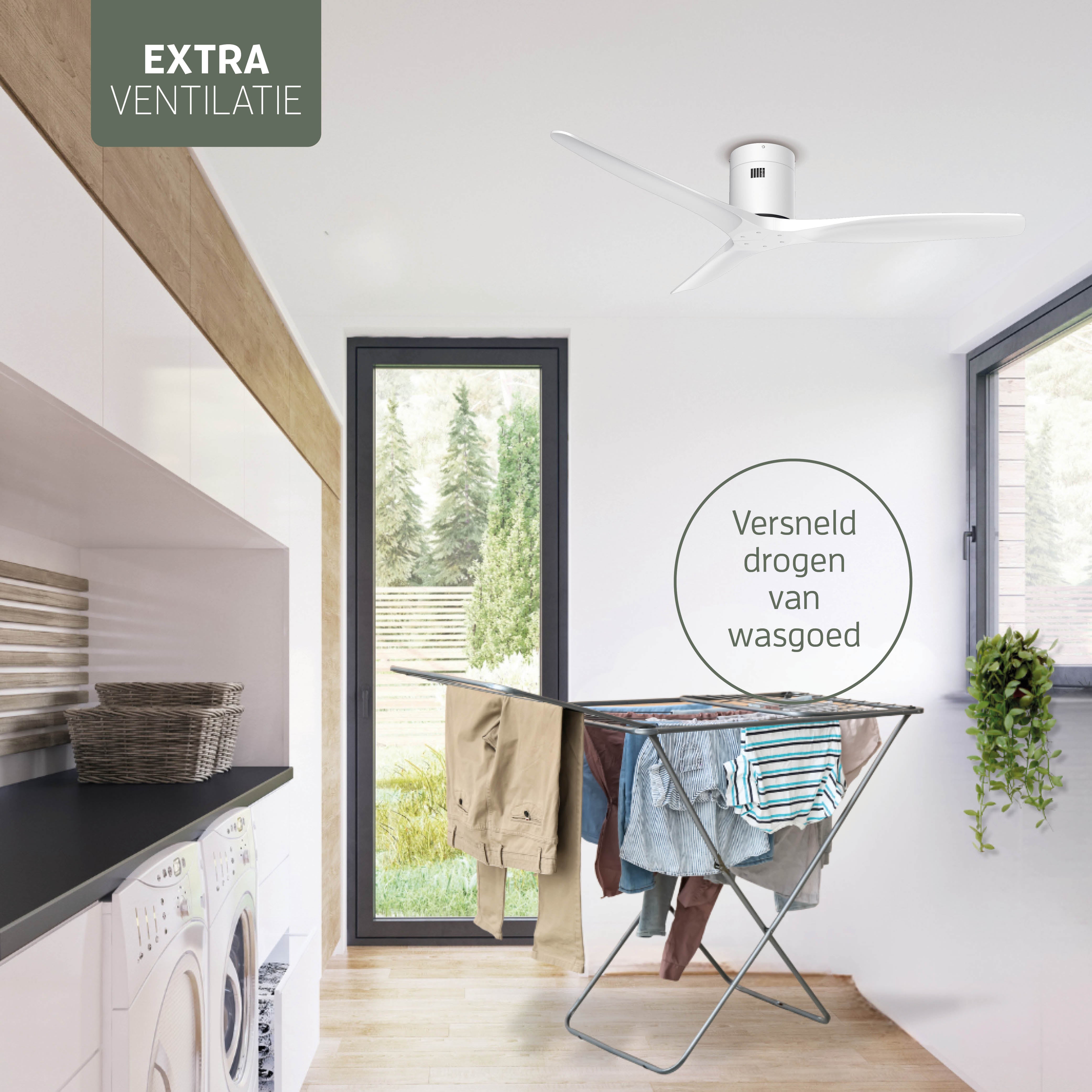 Smart Plafondventilator - Wit/wit - 132cm - WiFi
