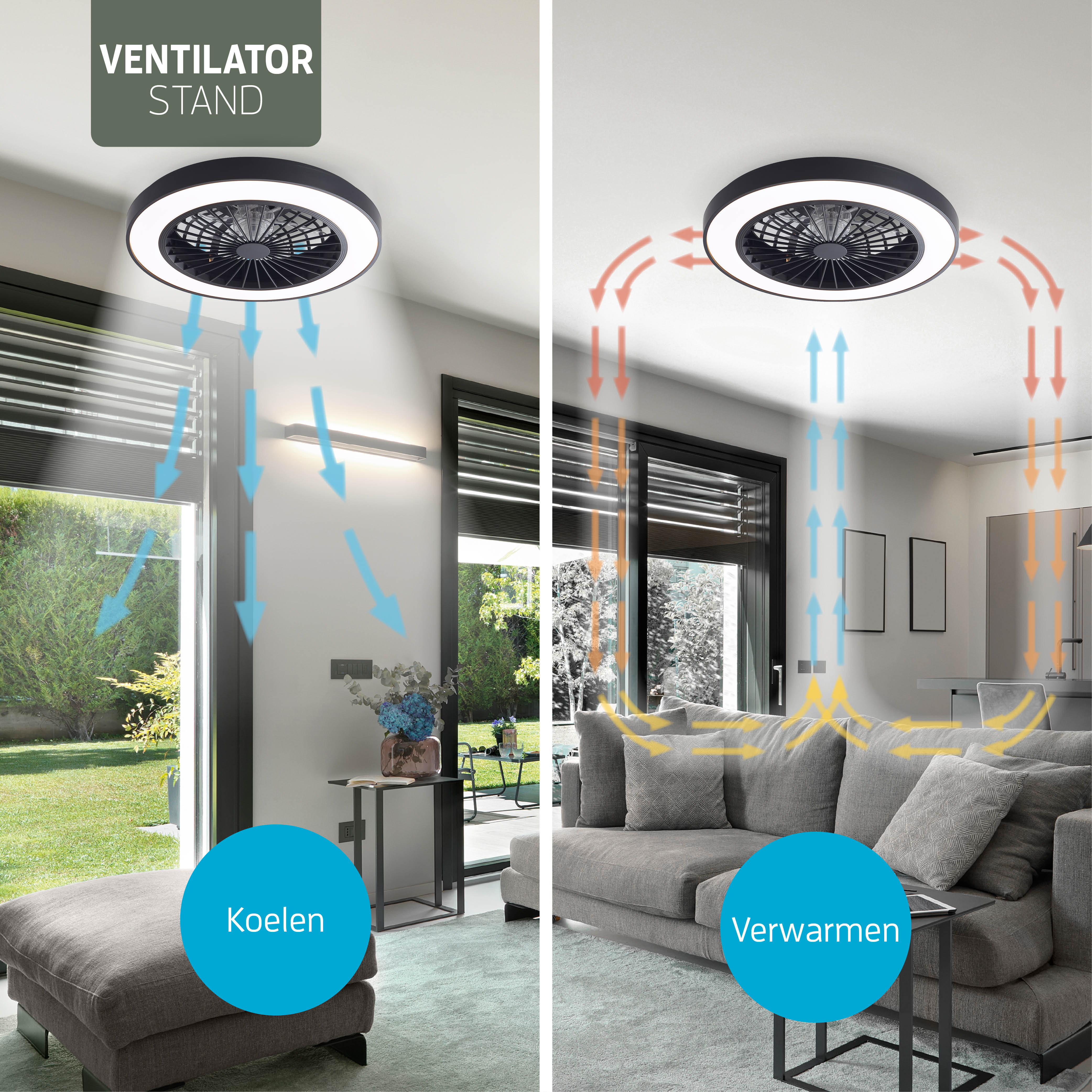 Varin Smart Wifi LED Plafondlamp met ventilator RGBW (CCT) - 50 cm - Tuya - Zwart/Zwart