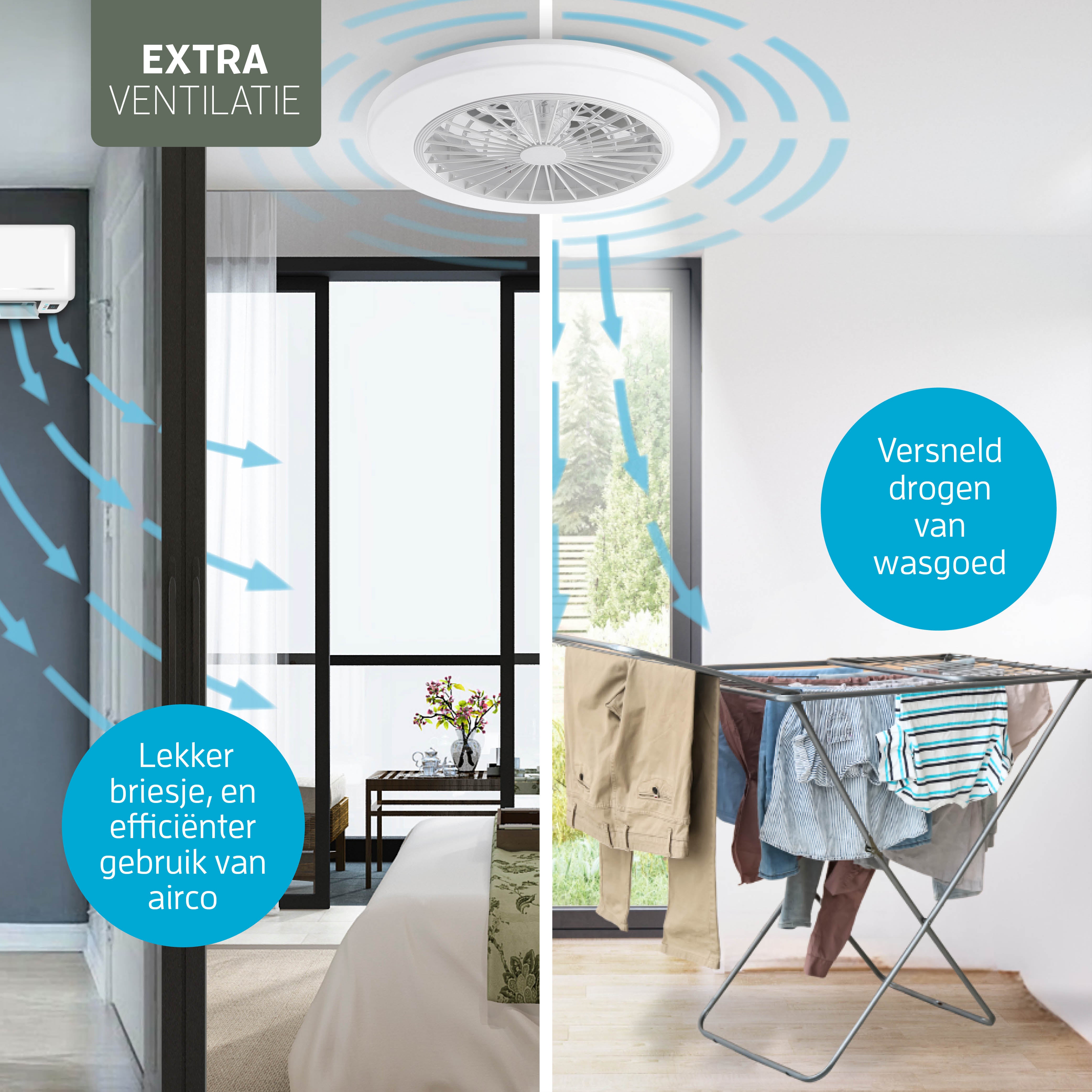 Varin Smart Wifi LED Plafondlamp met ventilator RGBW (CCT) - 50 cm - Tuya - Transparant/Wit