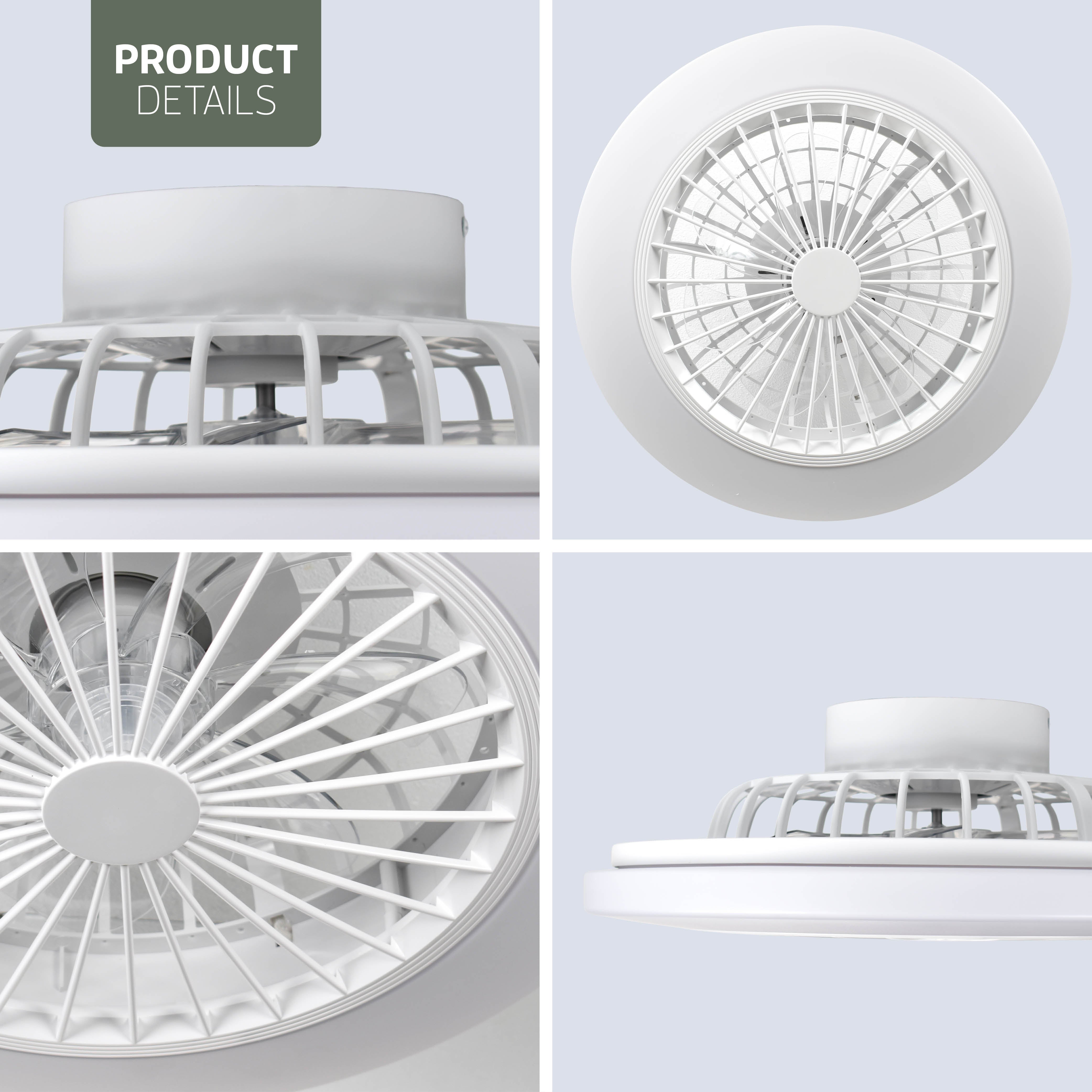 Varin Smart Wifi LED Plafondlamp met ventilator RGBW (CCT) - 50 cm - Tuya - Transparant/Wit