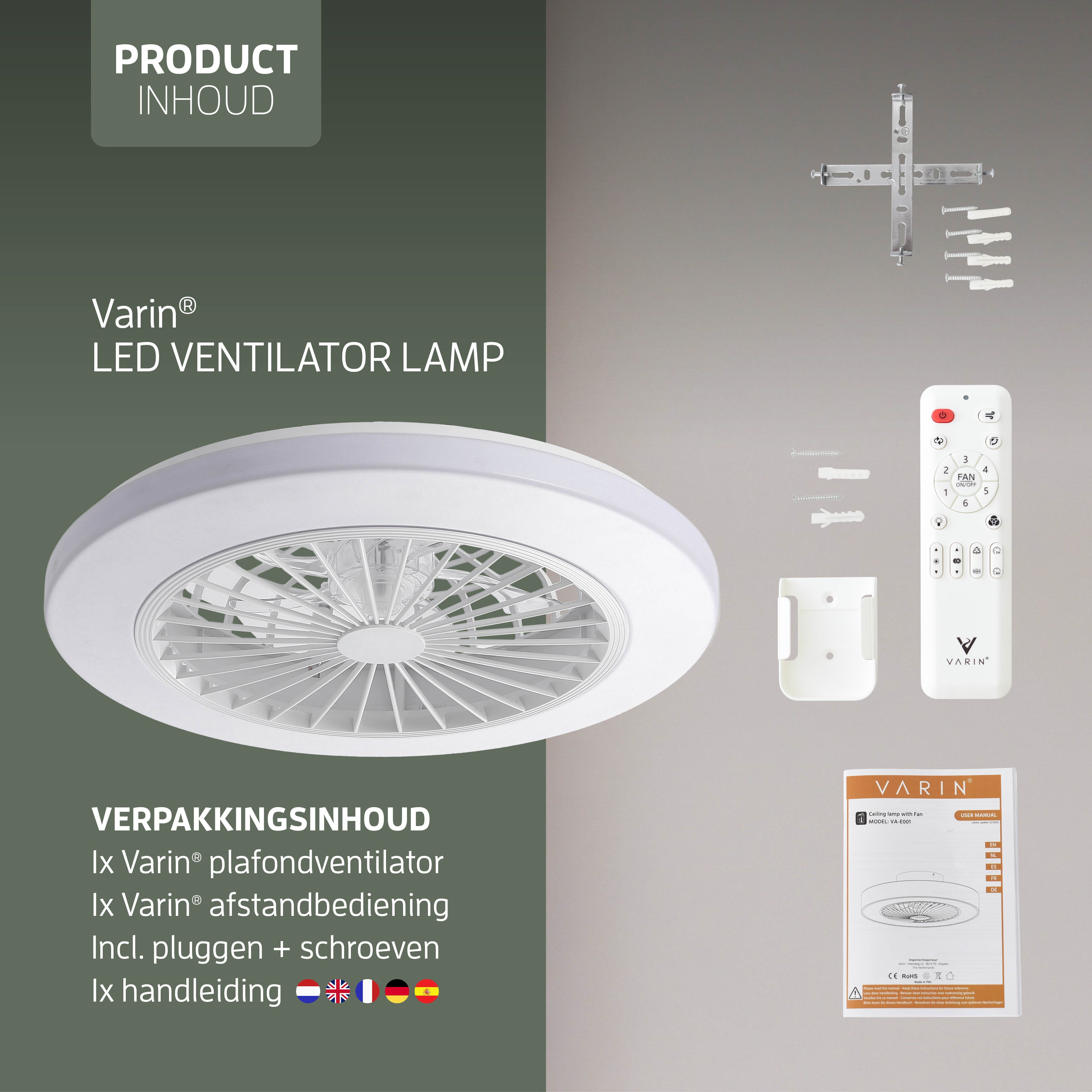 Varin Smart Wifi LED Plafondlamp met ventilator RGBW (CCT) - 50 cm - Tuya - Transparant/Wit