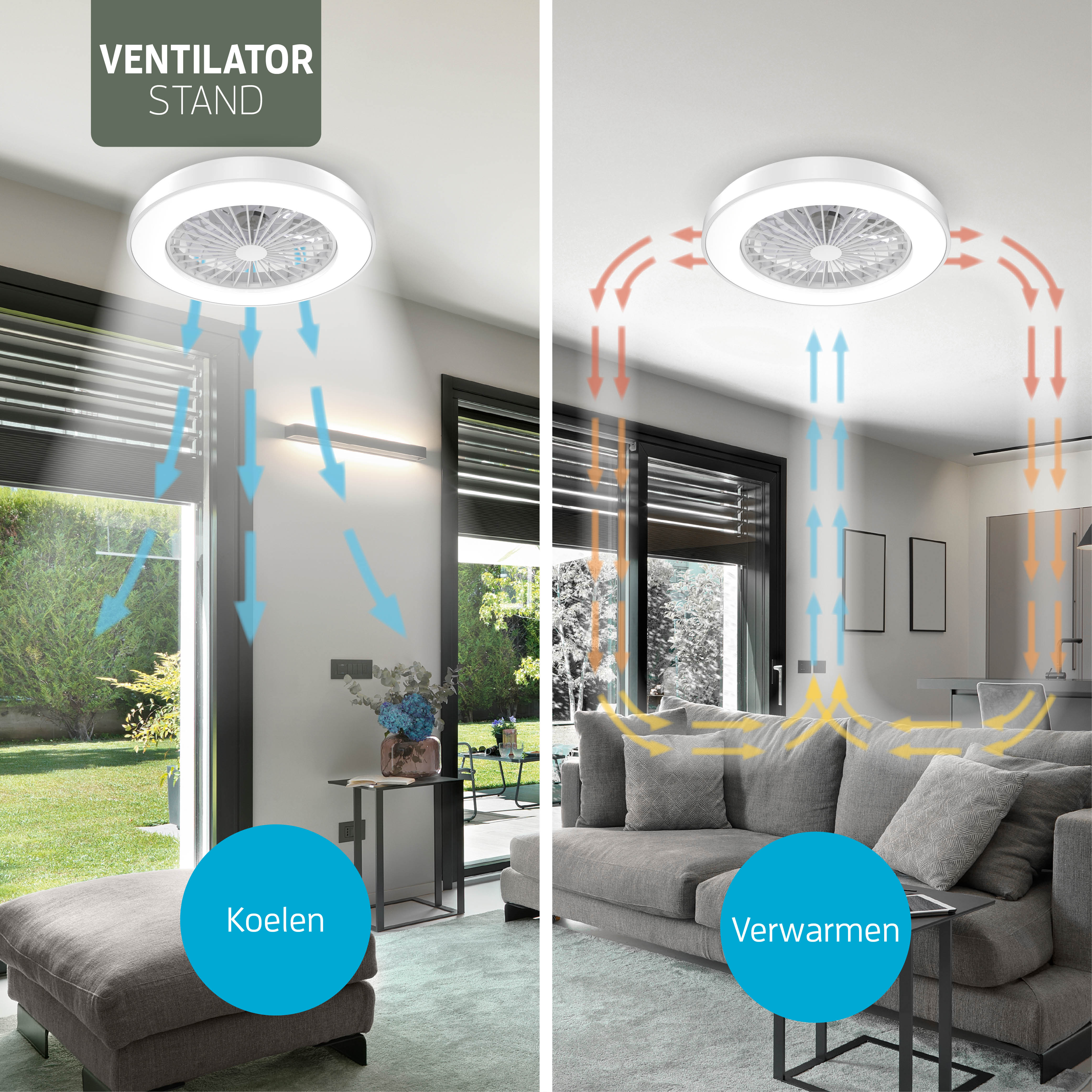 Varin Smart Wifi LED Deckenleuchte mit Ventilator RGBW (CCT) - 50 cm - Tuya - Weiß