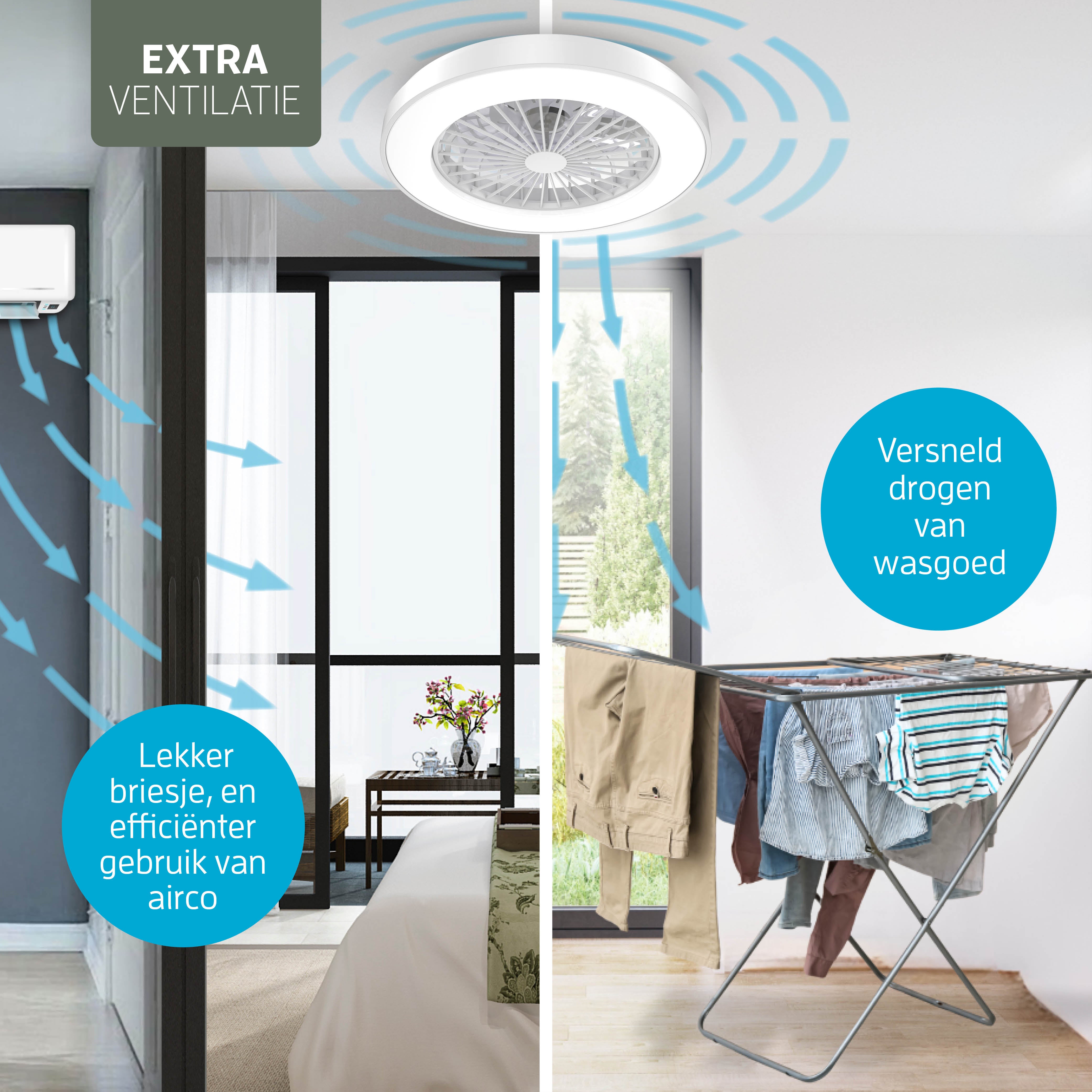 Varin Smart Wifi LED Deckenleuchte mit Ventilator RGBW (CCT) - 50 cm - Tuya - Weiß