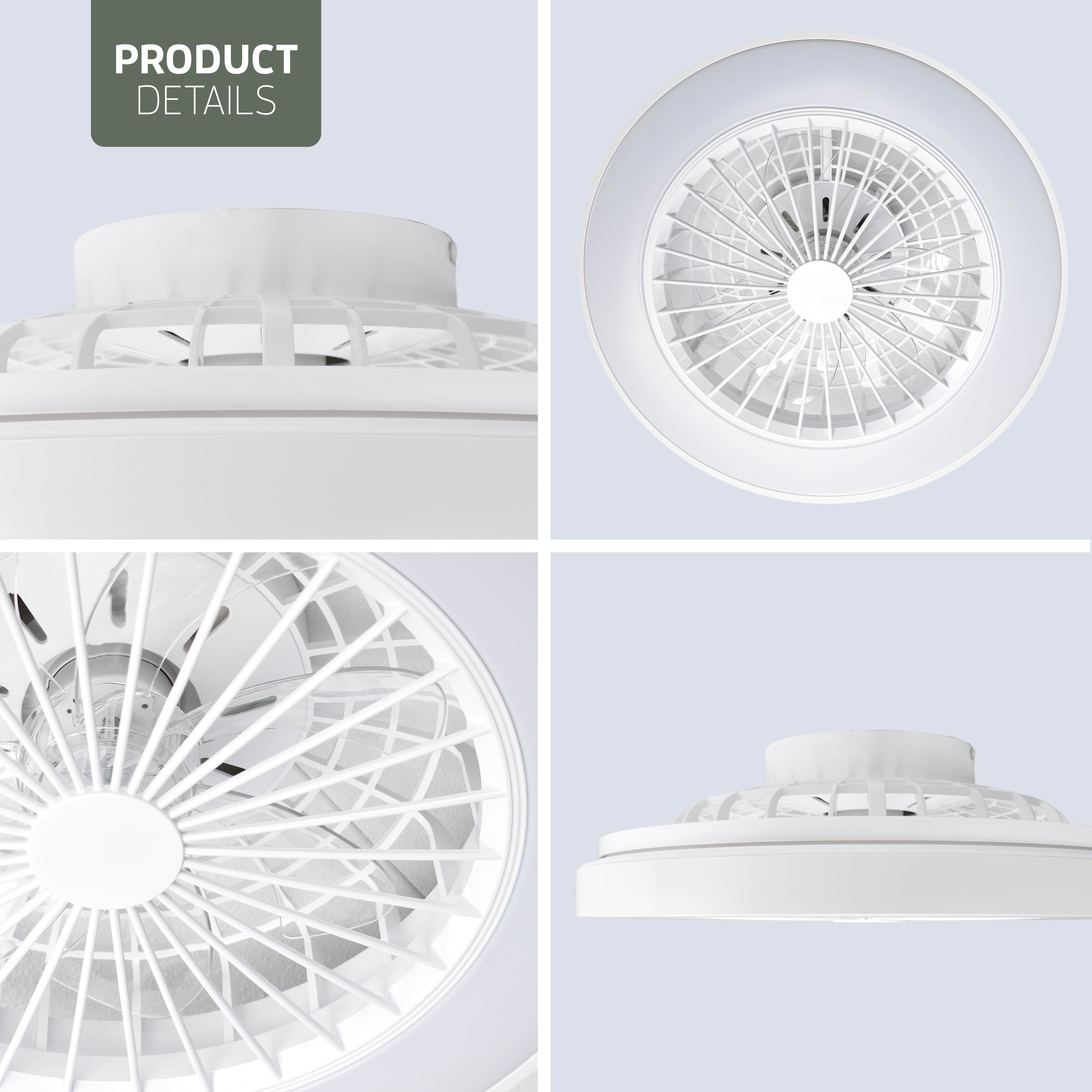 Varin Smart Wifi LED Deckenleuchte mit Ventilator RGBW (CCT) - 50 cm - Tuya - Weiß