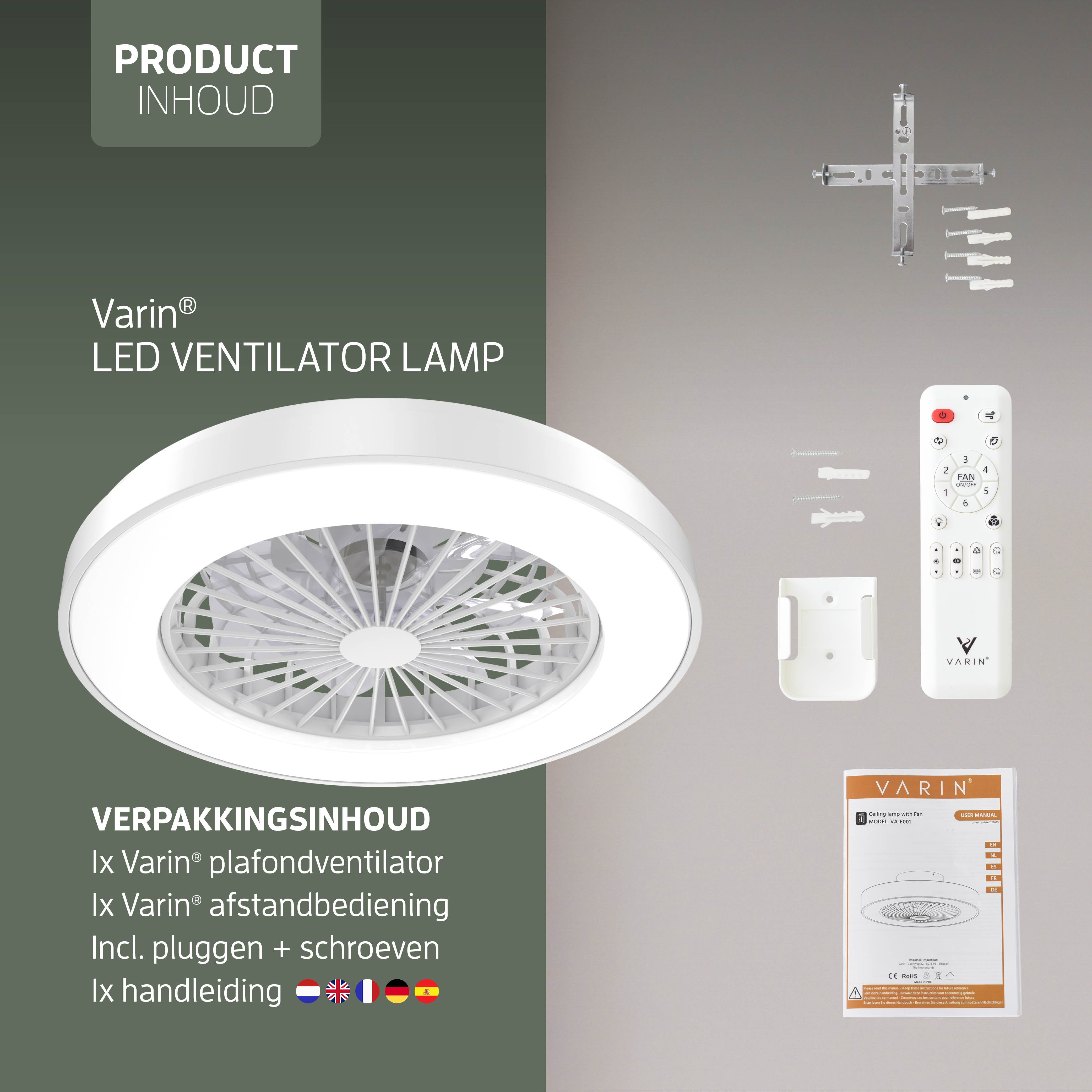 Varin Smart Wifi LED Deckenleuchte mit Ventilator RGBW (CCT) - 50 cm - Tuya - Weiß