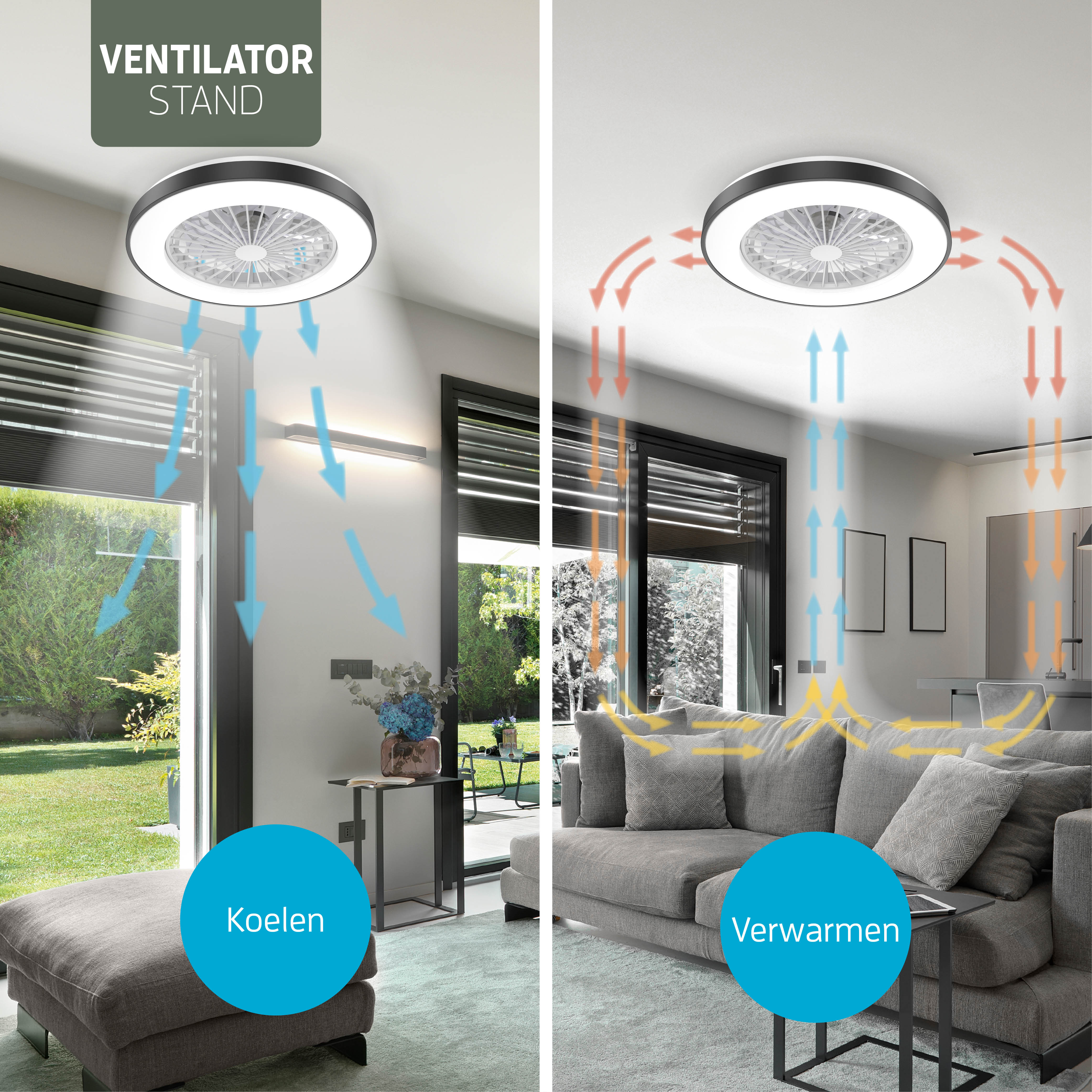 Varin Smart Wifi LED Deckenleuchte mit Ventilator RGBW (CCT) - 50 cm - Tuya - Schwarz