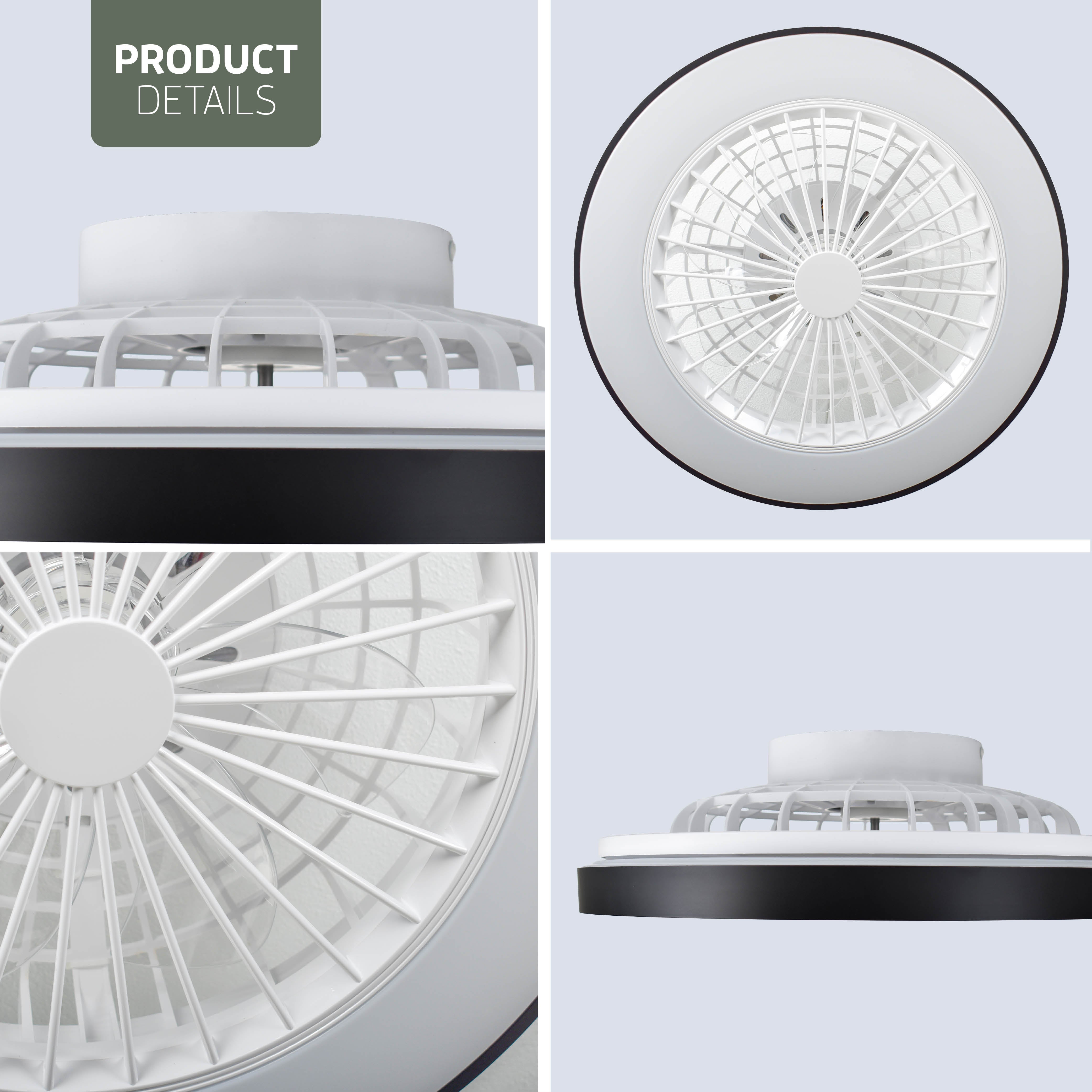 Varin Smart Wifi LED Deckenleuchte mit Ventilator RGBW (CCT) - 50 cm - Tuya - Schwarz