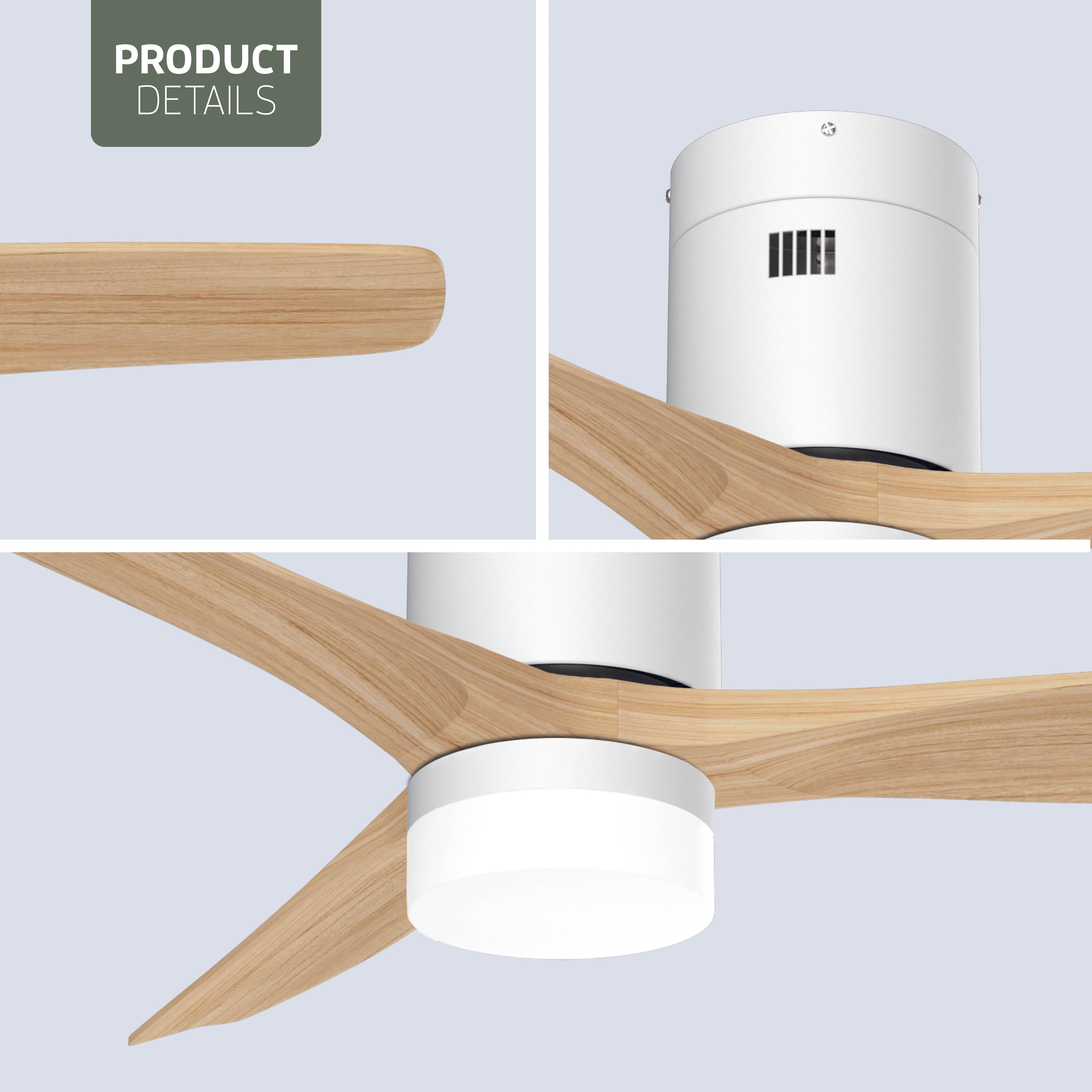 Smart Plafondventilator - Wit/naturel met verlichting - 132cm - WiFi