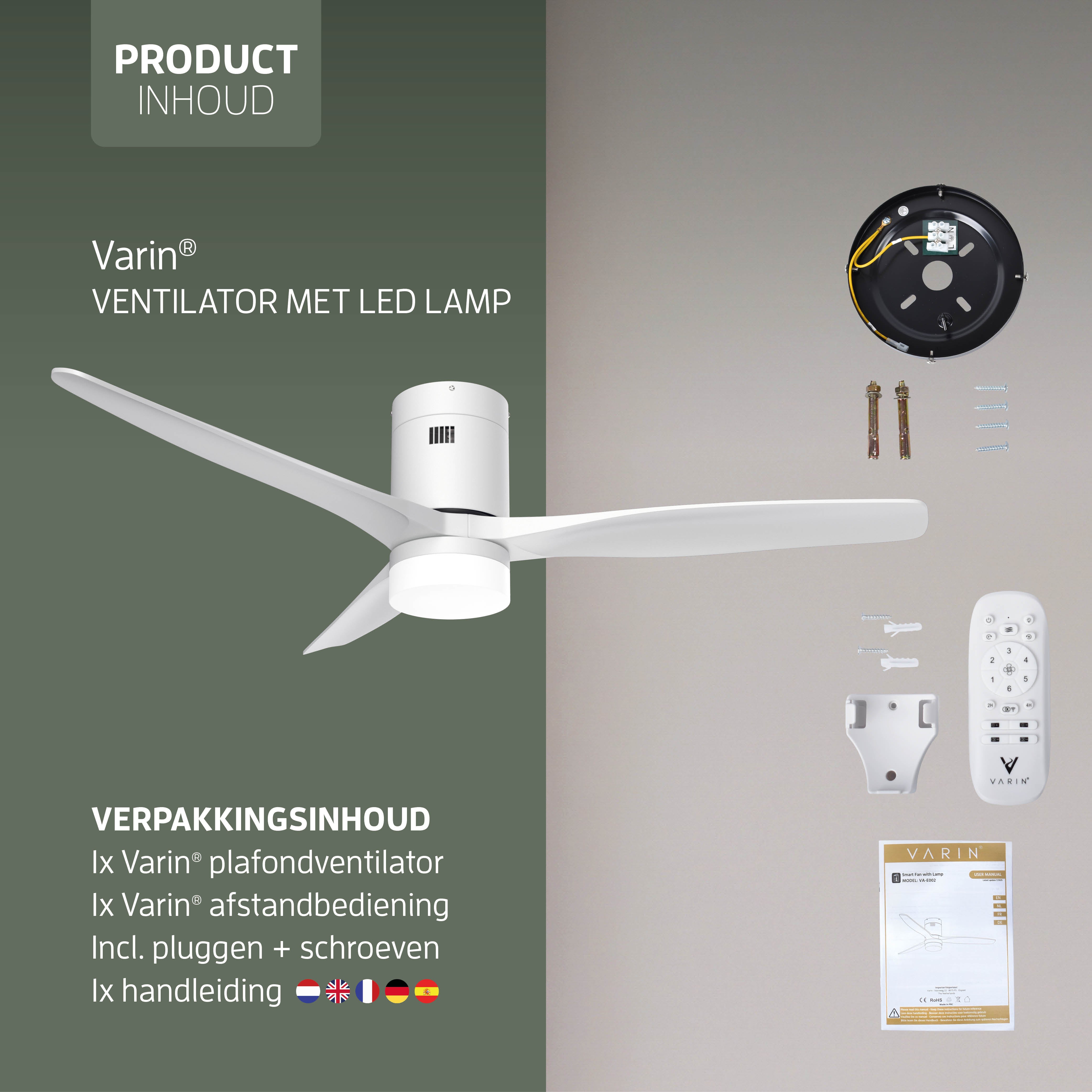 Smart Plafondventilator Wit met Verlichting - 132cm - WiFi