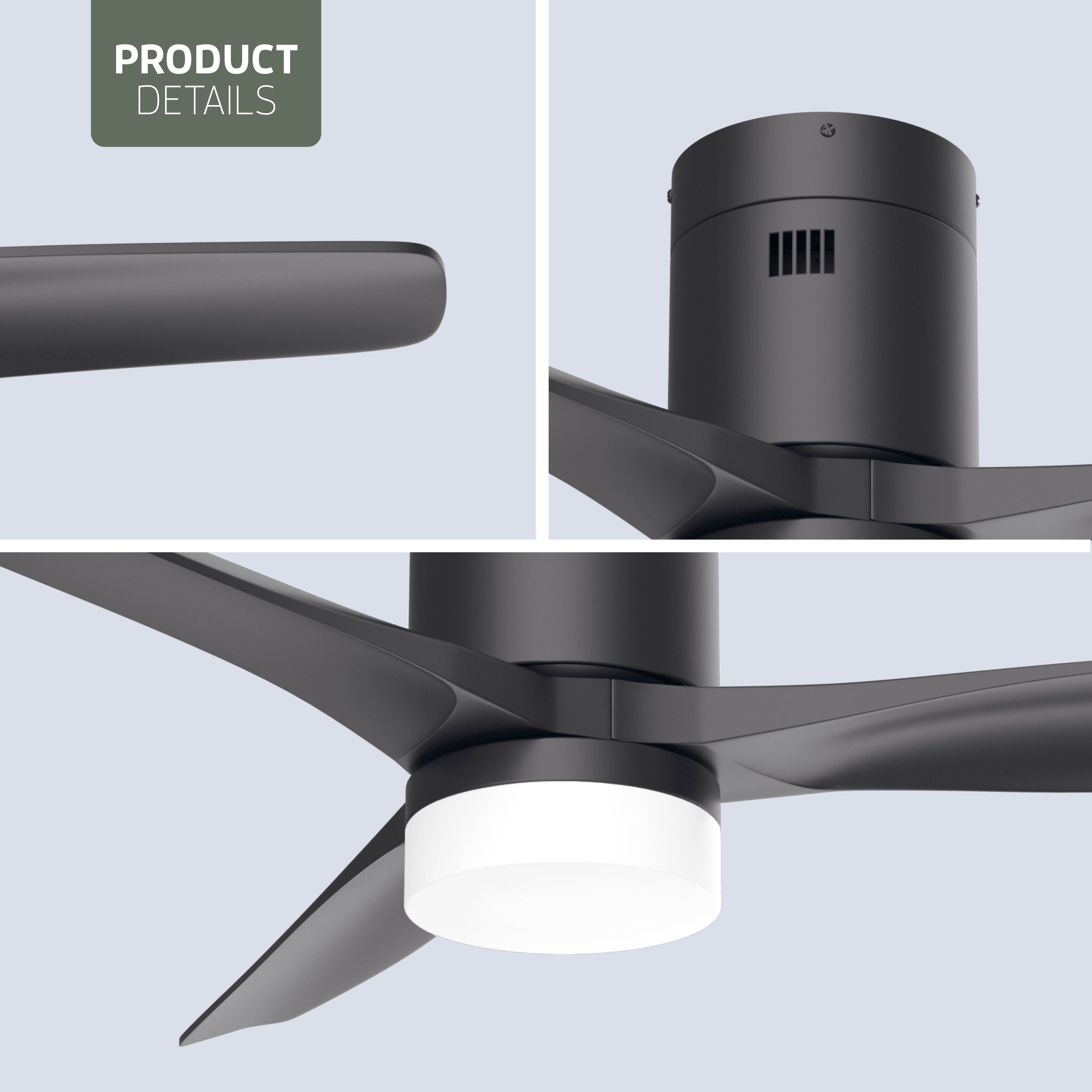 Ventilatore da soffitto Smart Nero con illuminazione - 132cm - WiFi