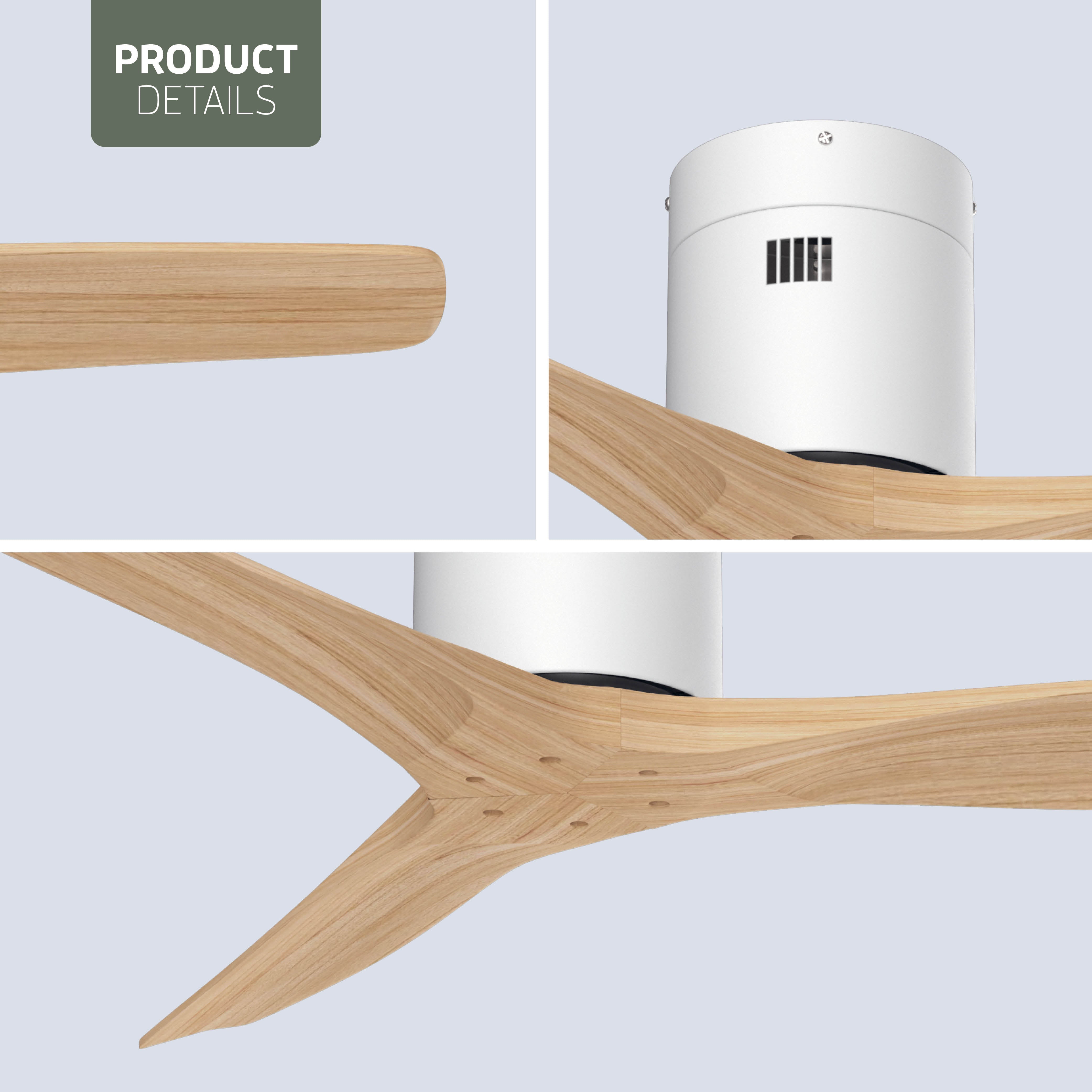 Smart Plafondventilator - Wit/naturel - 132cm - WiFi