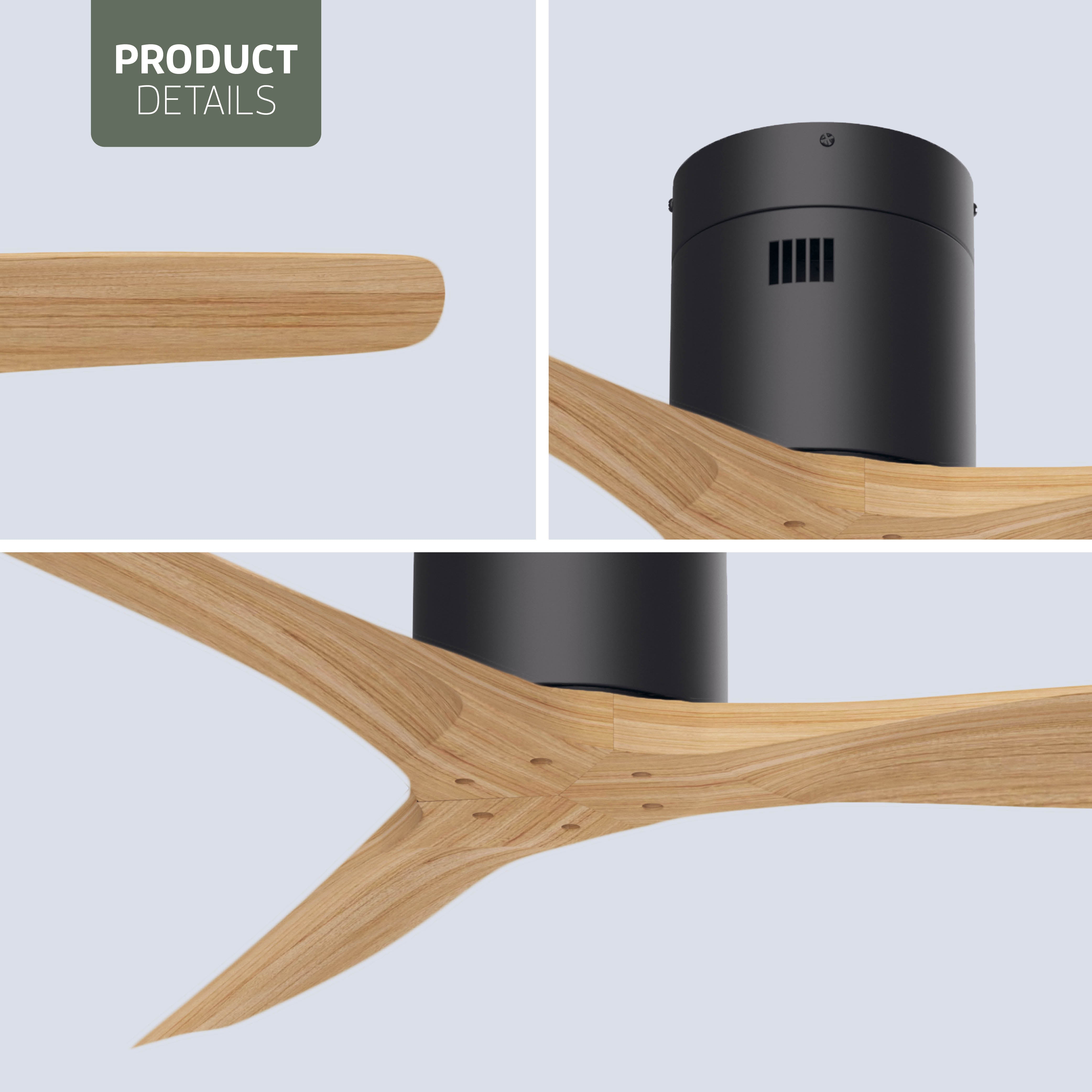 Smart Plafondventilator - Zwart/naturel - 132cm - WiFi