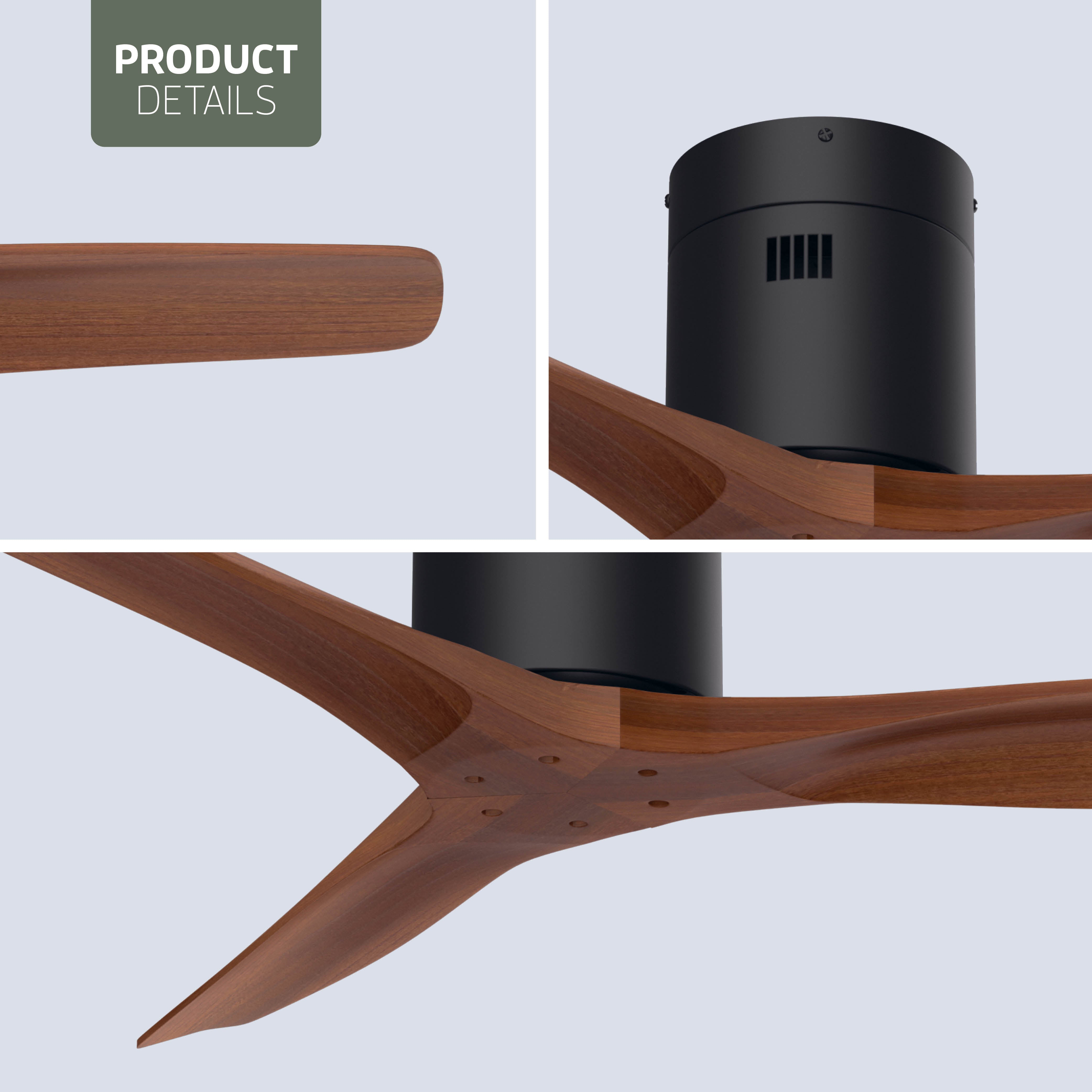 Smart Plafondventilator - Zwart/walnoot - 132cm - WiFi
