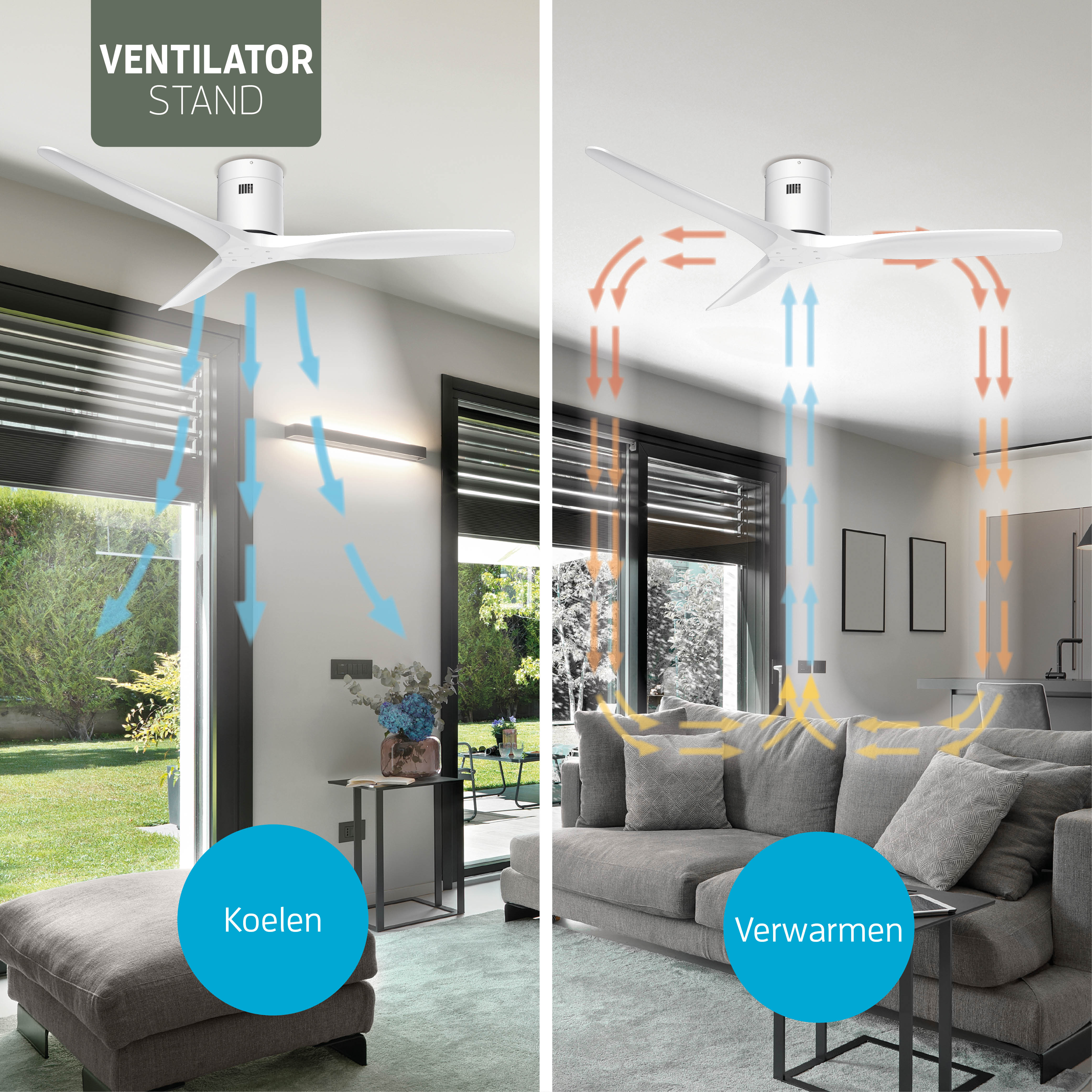 Ventilateur de plafond intelligent - Blanc/blanc - 132cm - WiFi