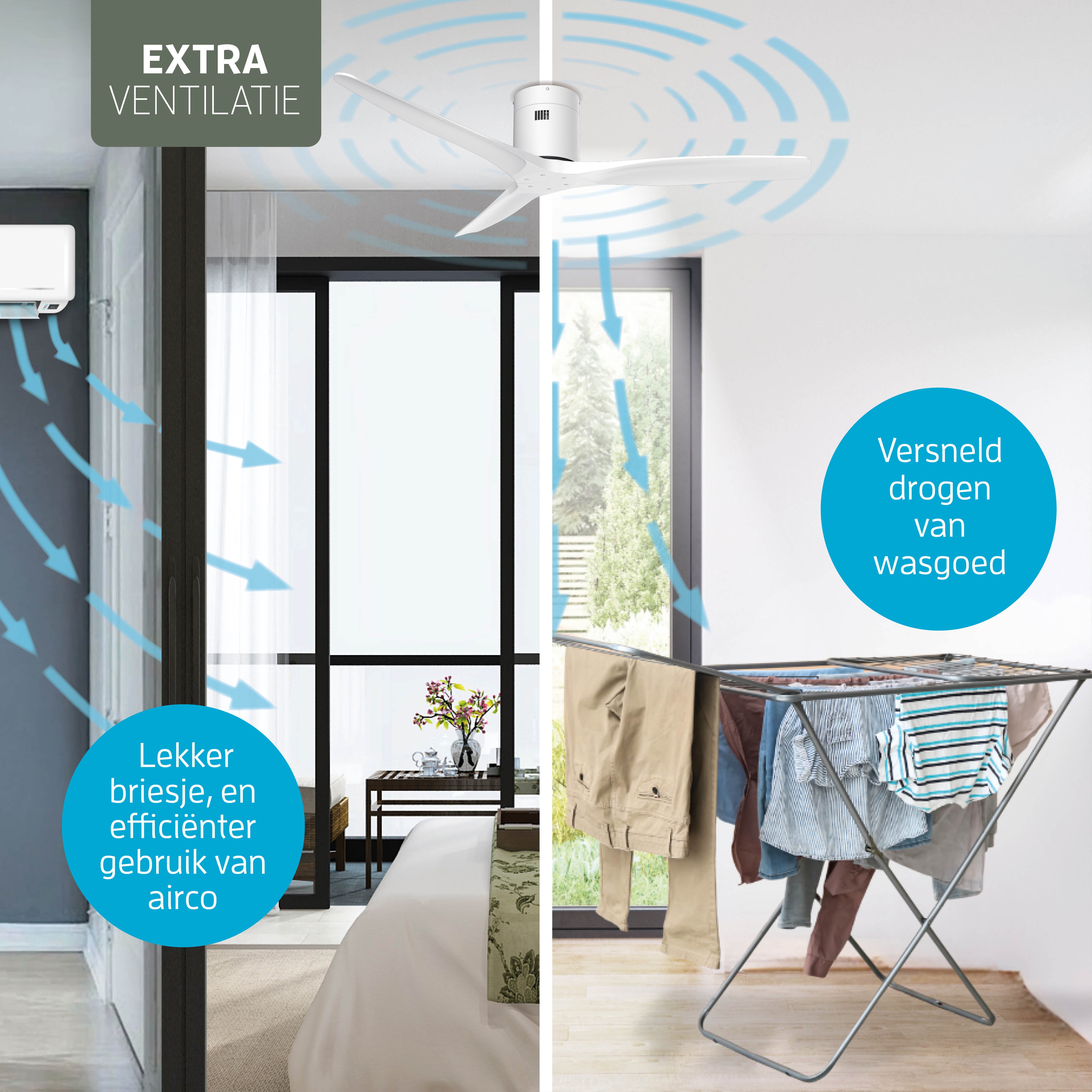 Ventilateur de plafond intelligent - Blanc/blanc - 132cm - WiFi