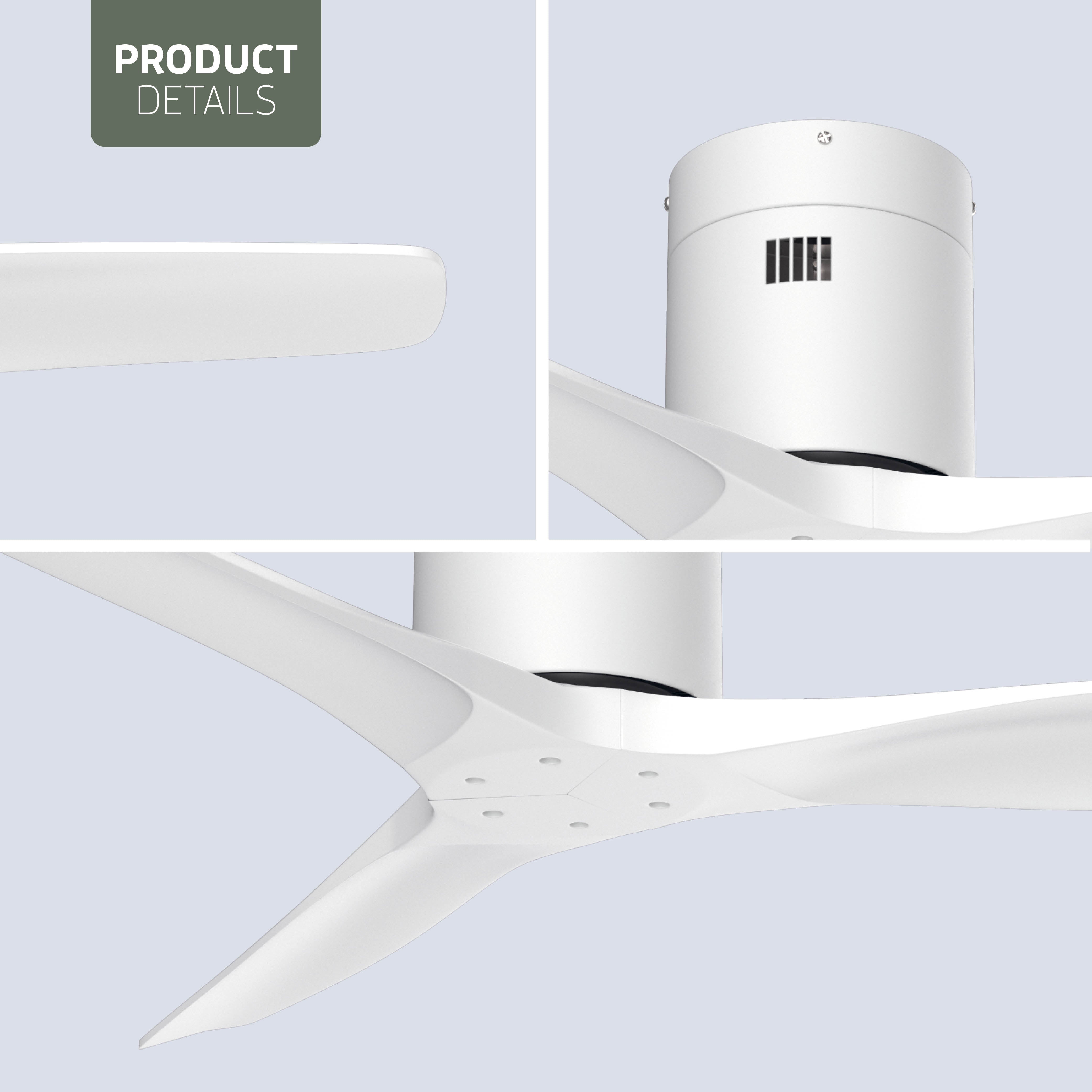 Ventilateur de plafond intelligent - Blanc/blanc - 132cm - WiFi