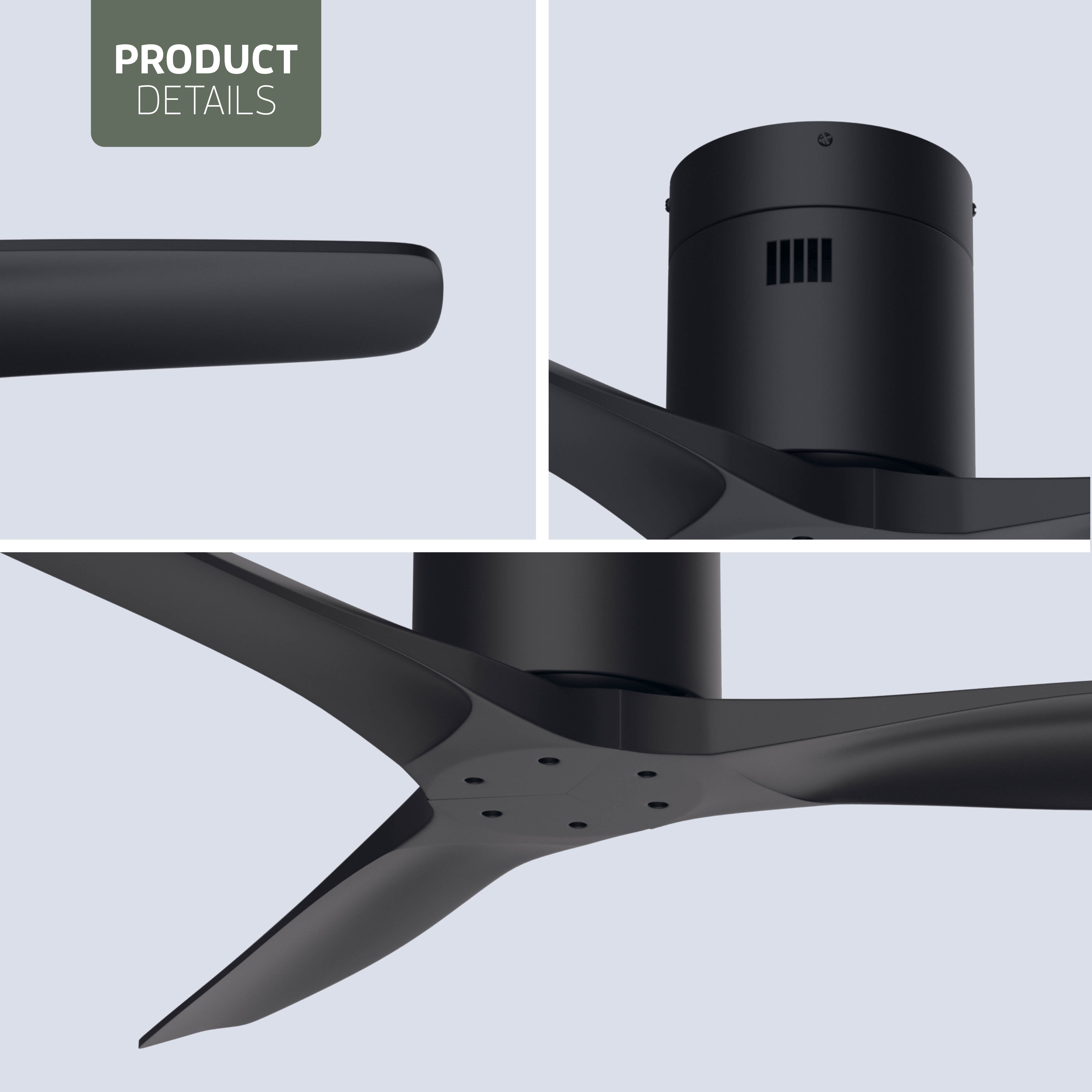 Smart Plafondventilator - Zwart/zwart - 132cm - WiFi