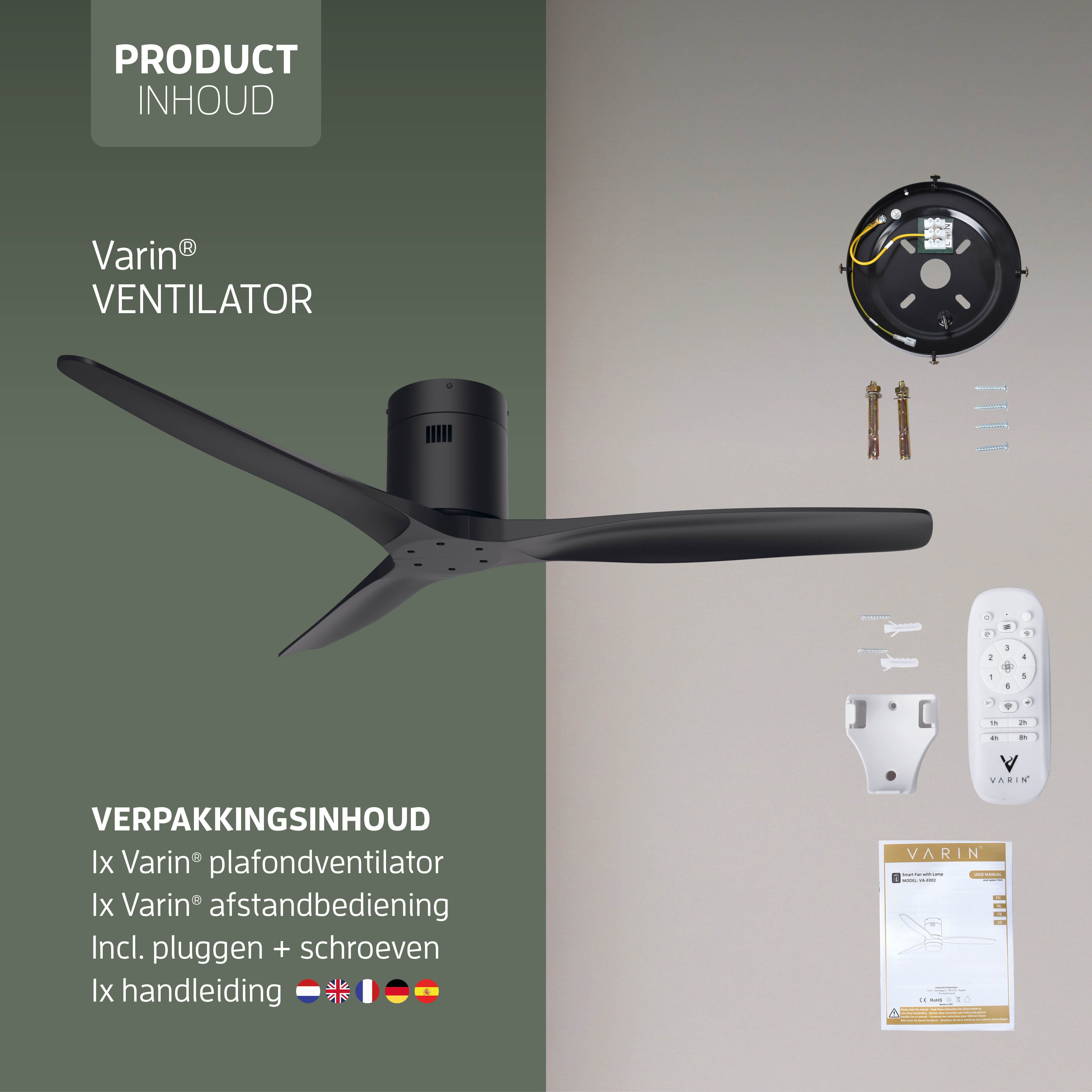 Smart Plafondventilator - Zwart/zwart - 132cm - WiFi