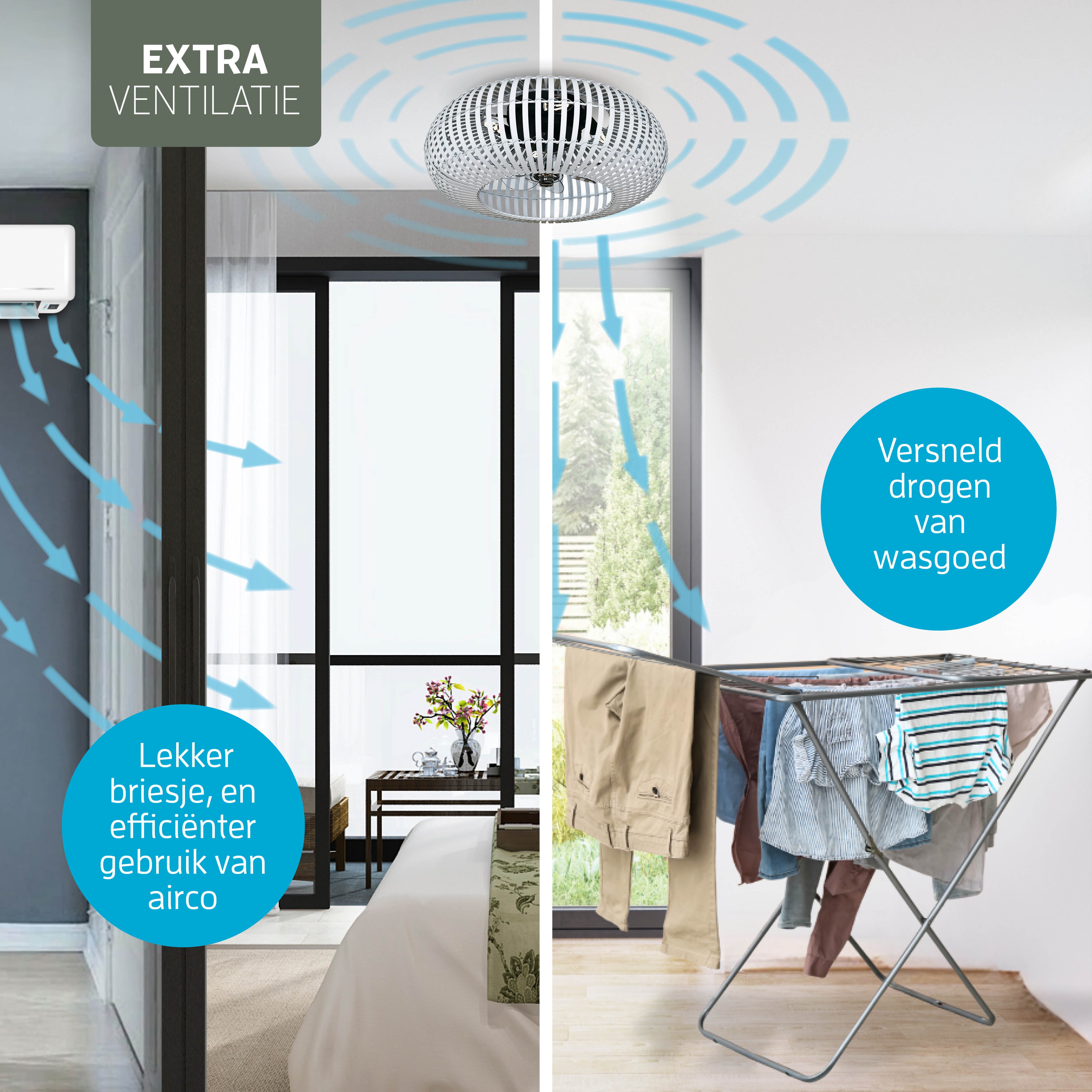 Varin® Lampe de Plafond Intelligente avec Ventilateur - Bambou Blanc