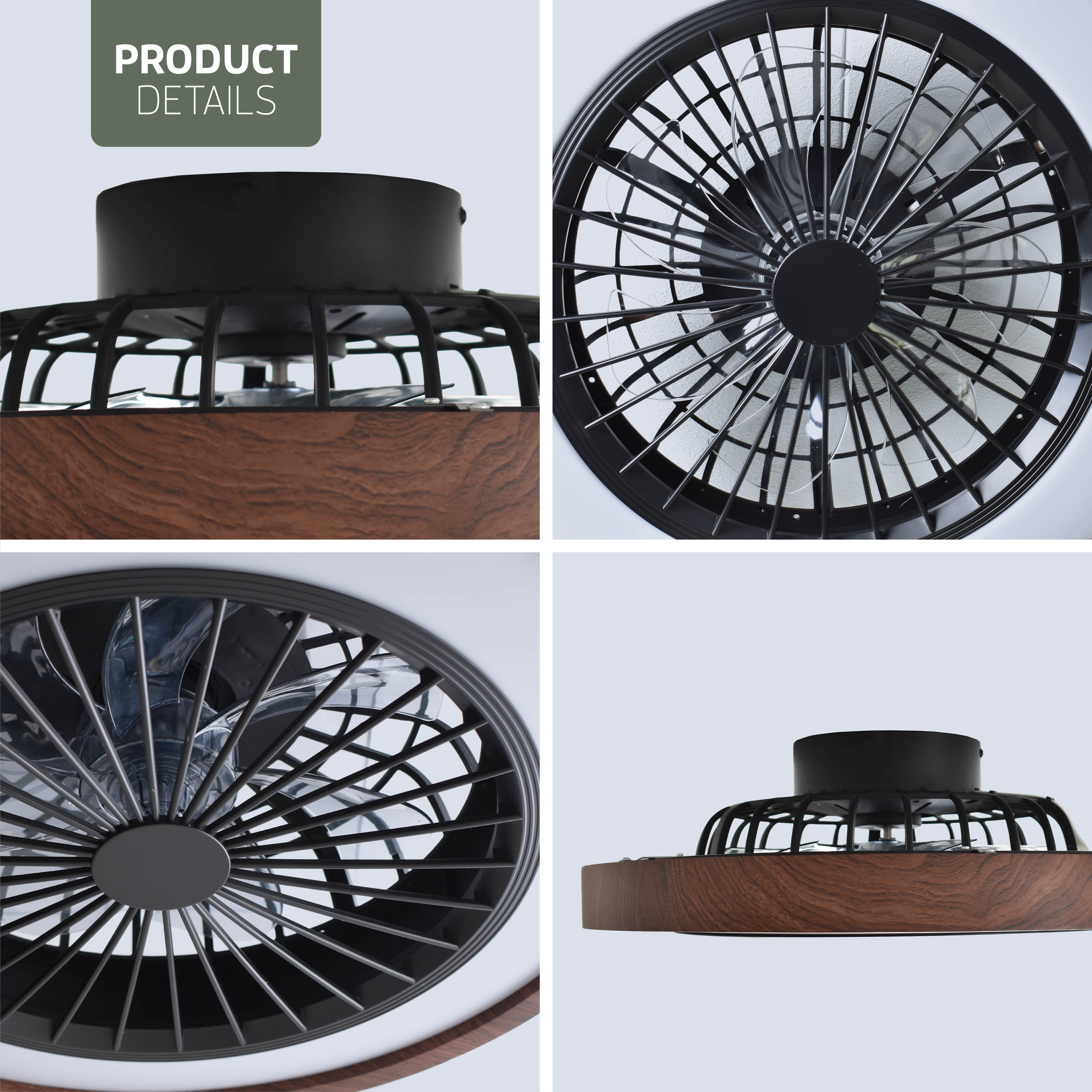 Varin Smart Lampada da soffitto LED Wifi con ventilatore RGBW (CCT) - 50 cm - Tuya - Noce