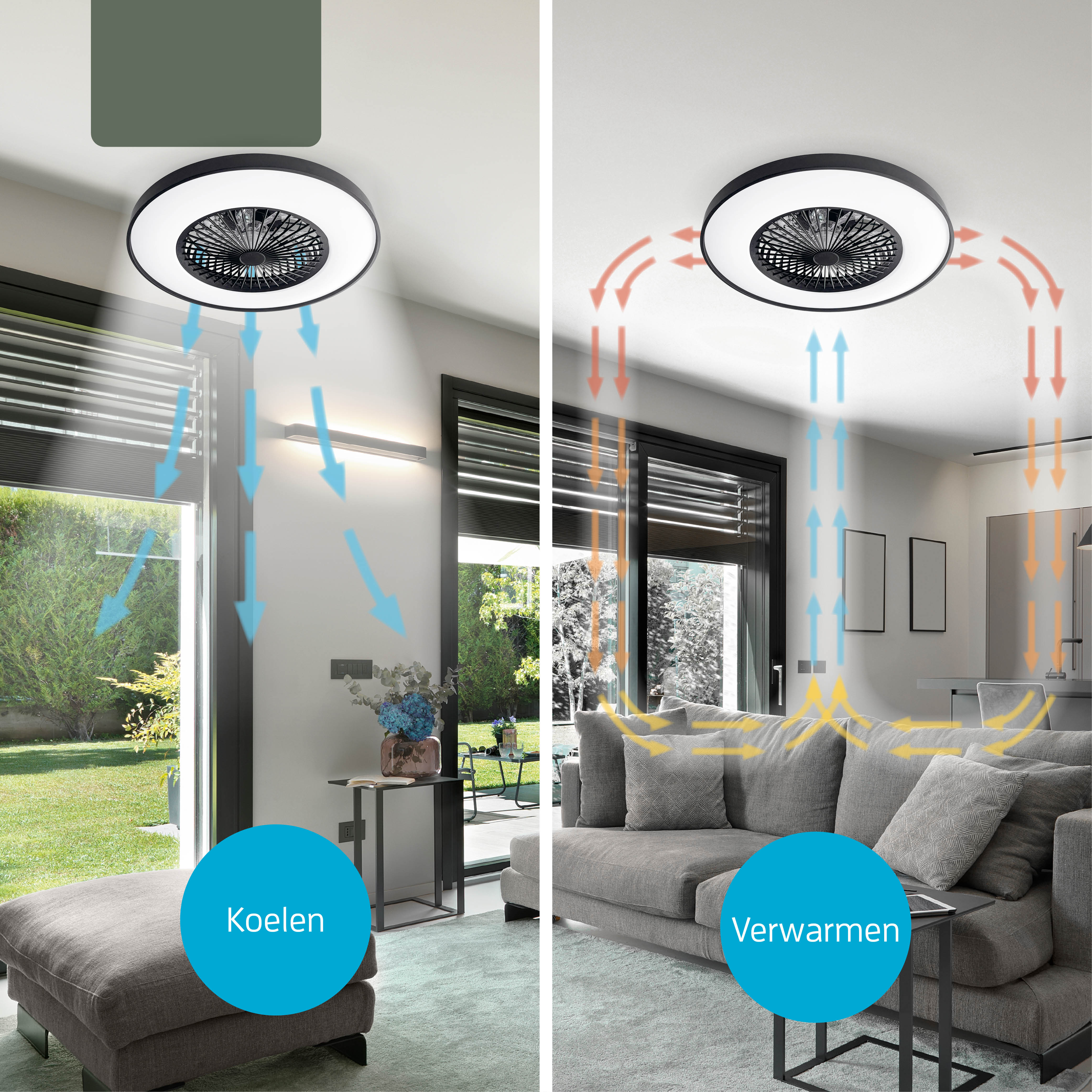 Varin Lampe de Plafond LED Wifi Intelligente avec Ventilateur RGBW (CCT) - 60 cm - Tuya - Blanc