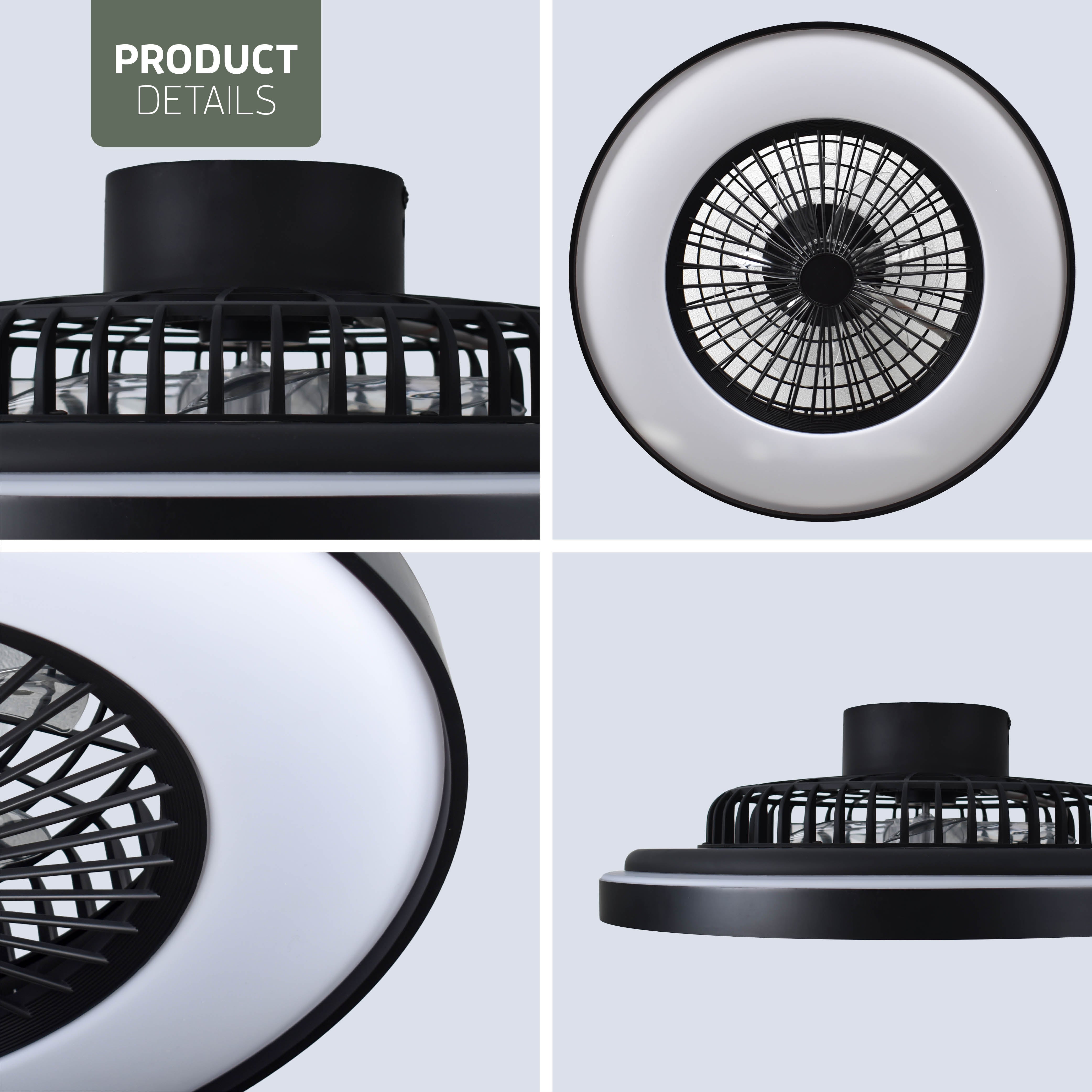 Varin Lampe de Plafond LED Wifi Intelligente avec Ventilateur RGBW (CCT) - 60 cm - Tuya - Blanc