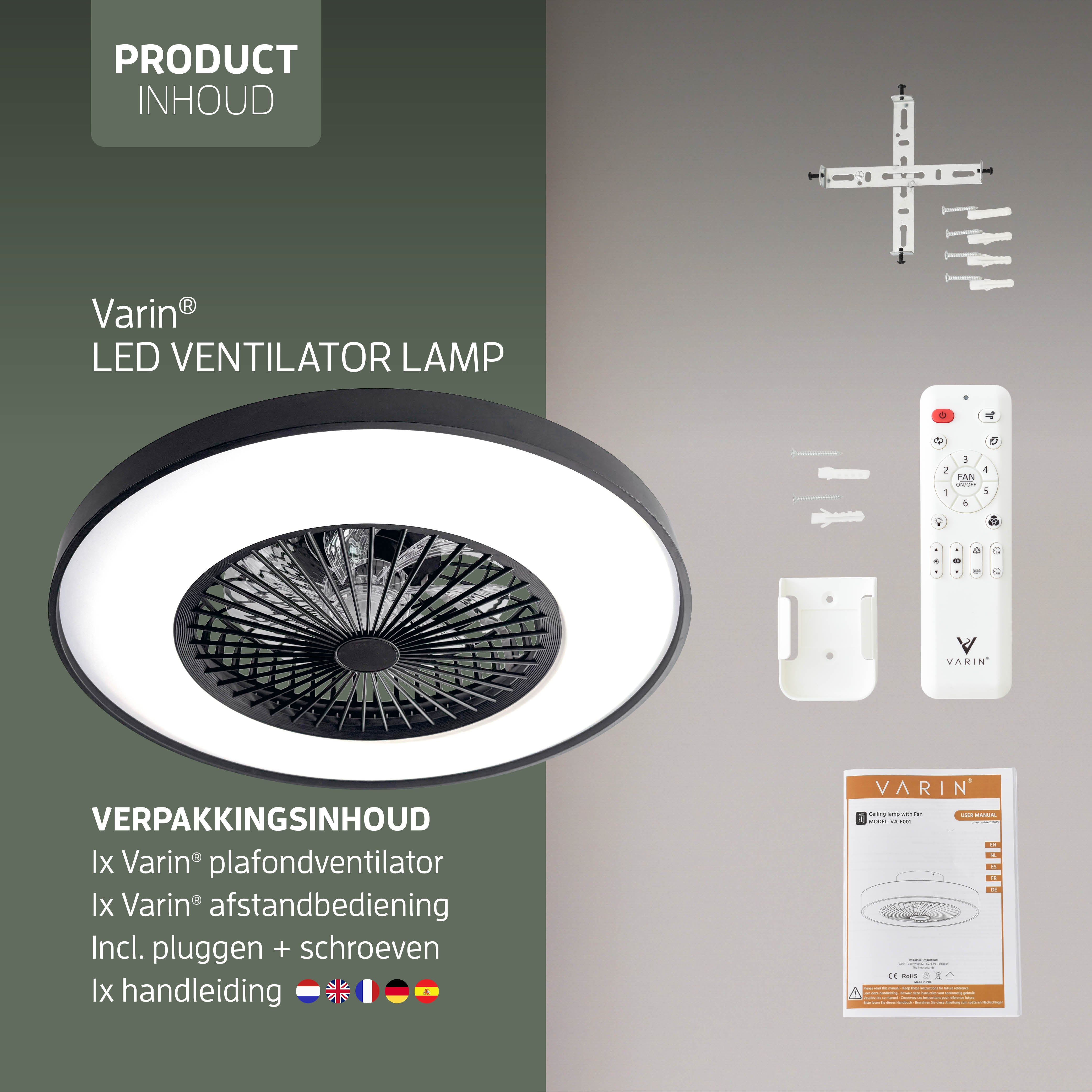 Varin Lampe de Plafond LED Wifi Intelligente avec Ventilateur RGBW (CCT) - 60 cm - Tuya - Blanc