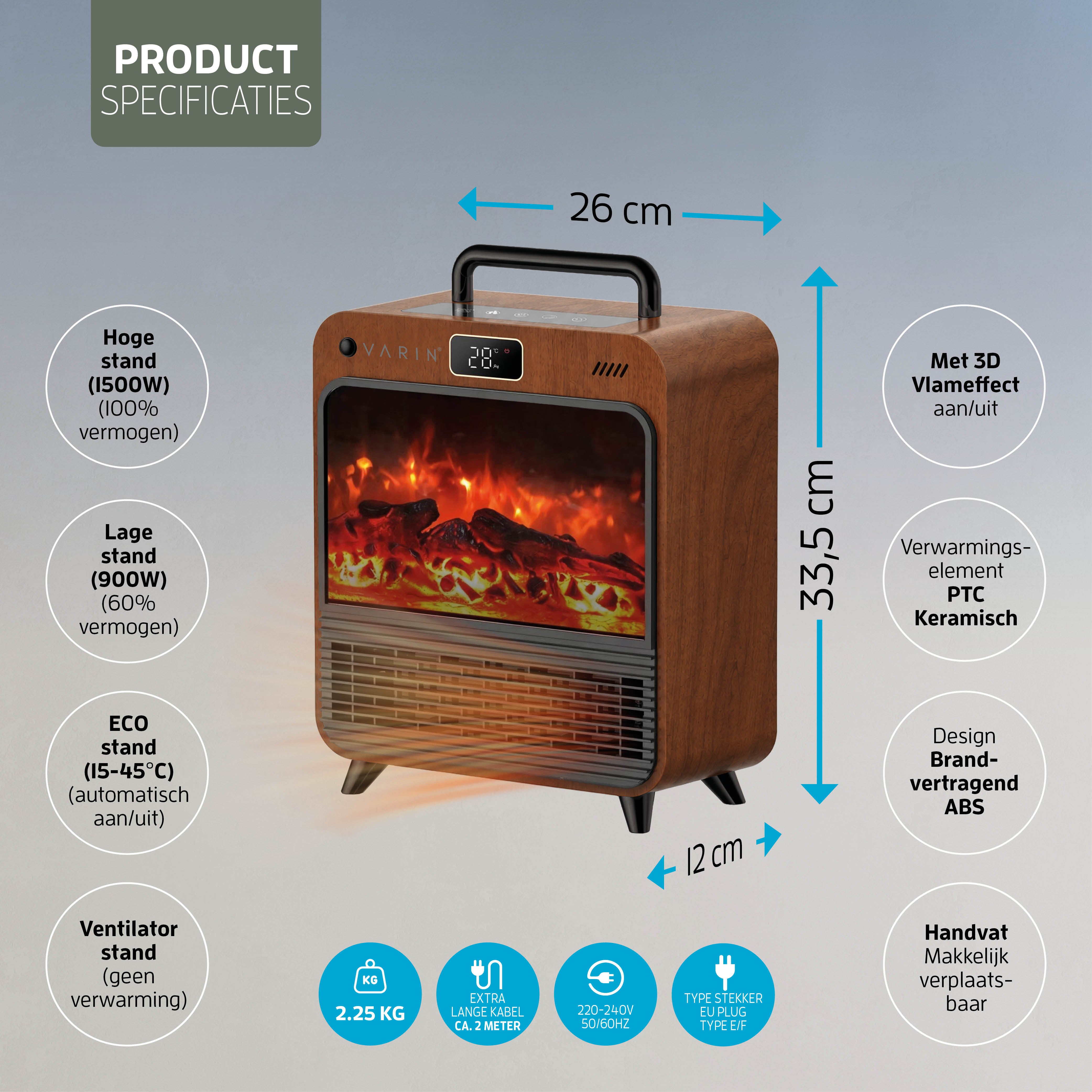 H003 1500W Brown woodlook flame