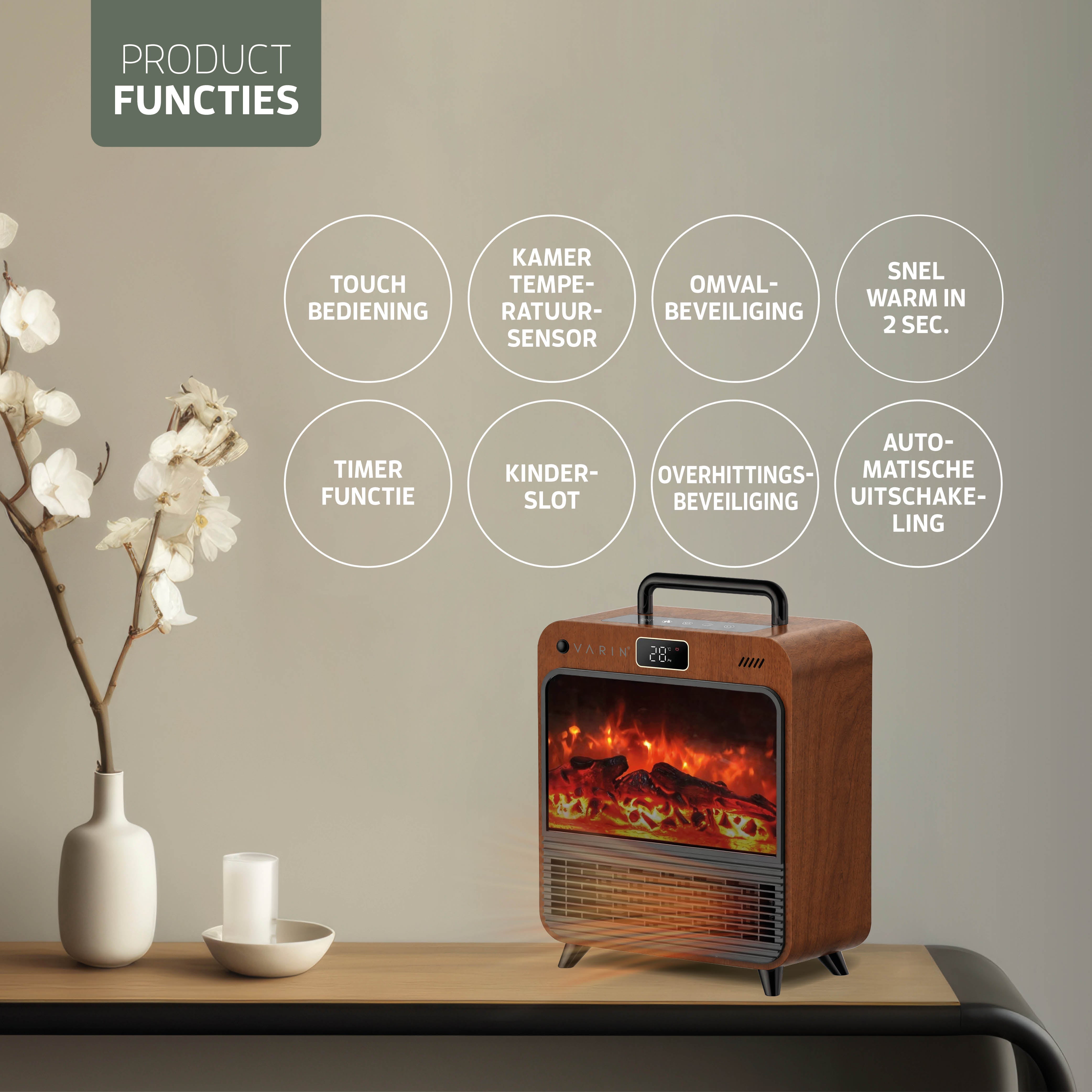 H003 1500W Brown woodlook flame