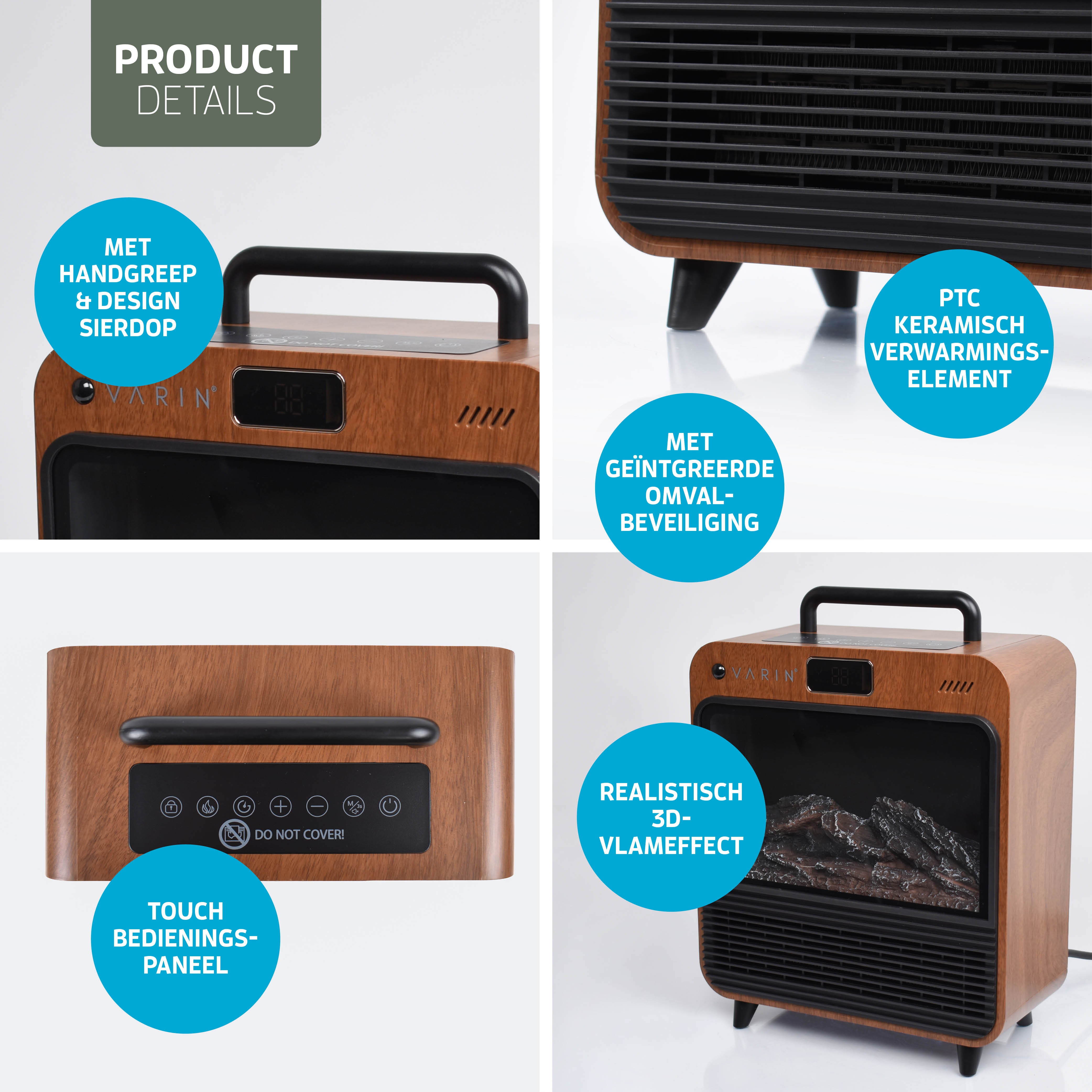 H003 1500W Brown woodlook flame