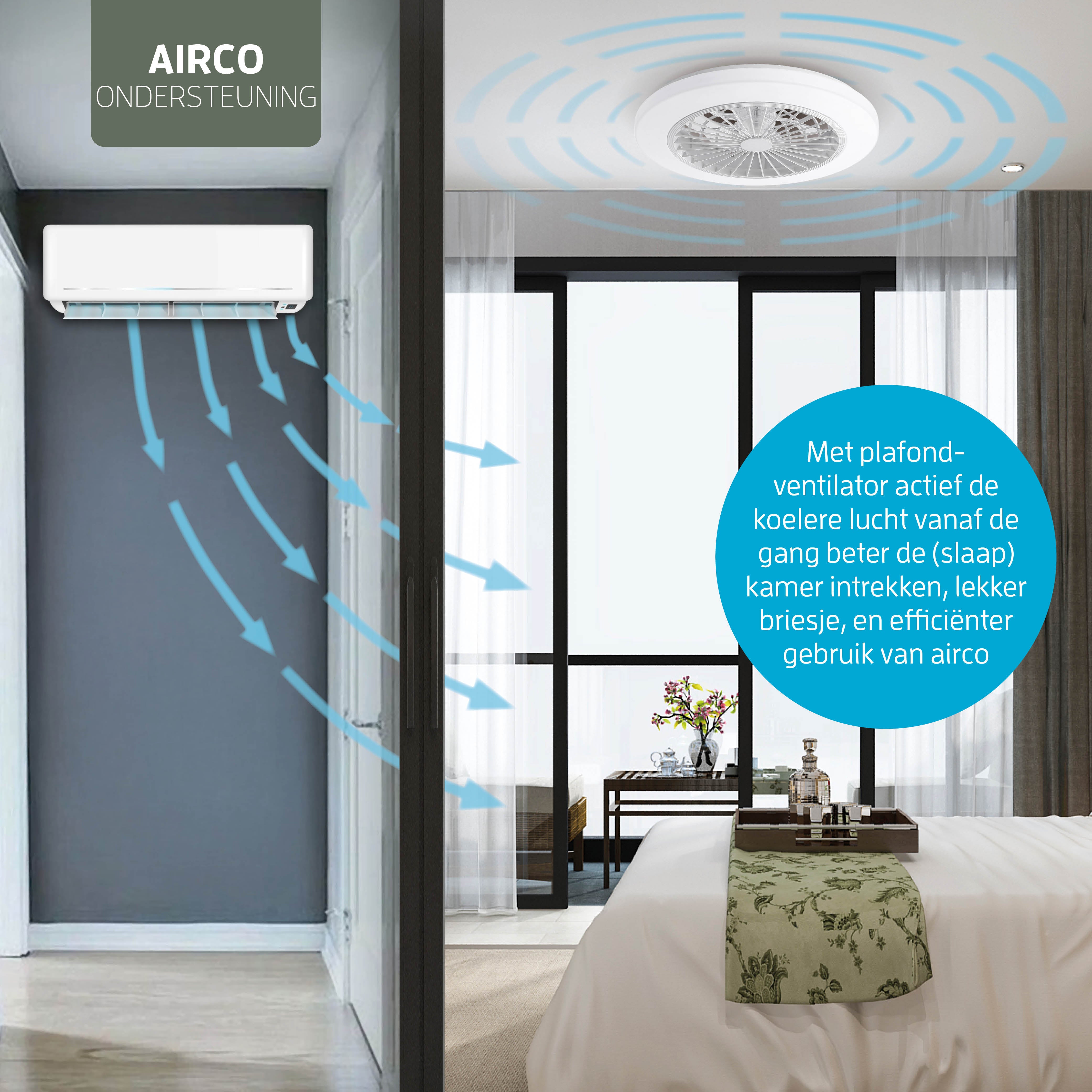Varin Smart Wifi LED Plafondlamp met ventilator RGBW (CCT) - 50 cm - Tuya - transparant