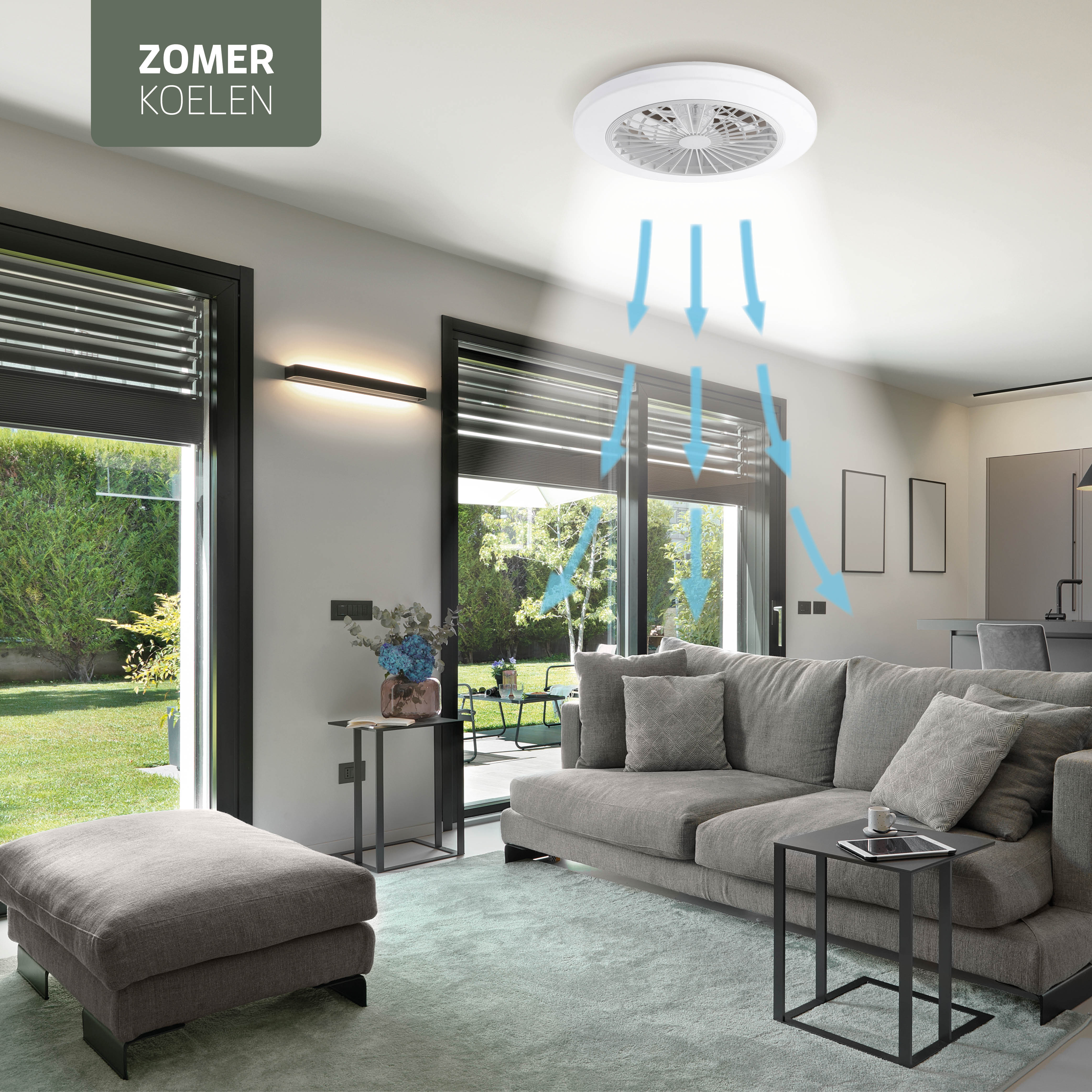 Varin Smart Wifi LED Plafondlamp met ventilator RGBW (CCT) - 50 cm - Tuya - transparant