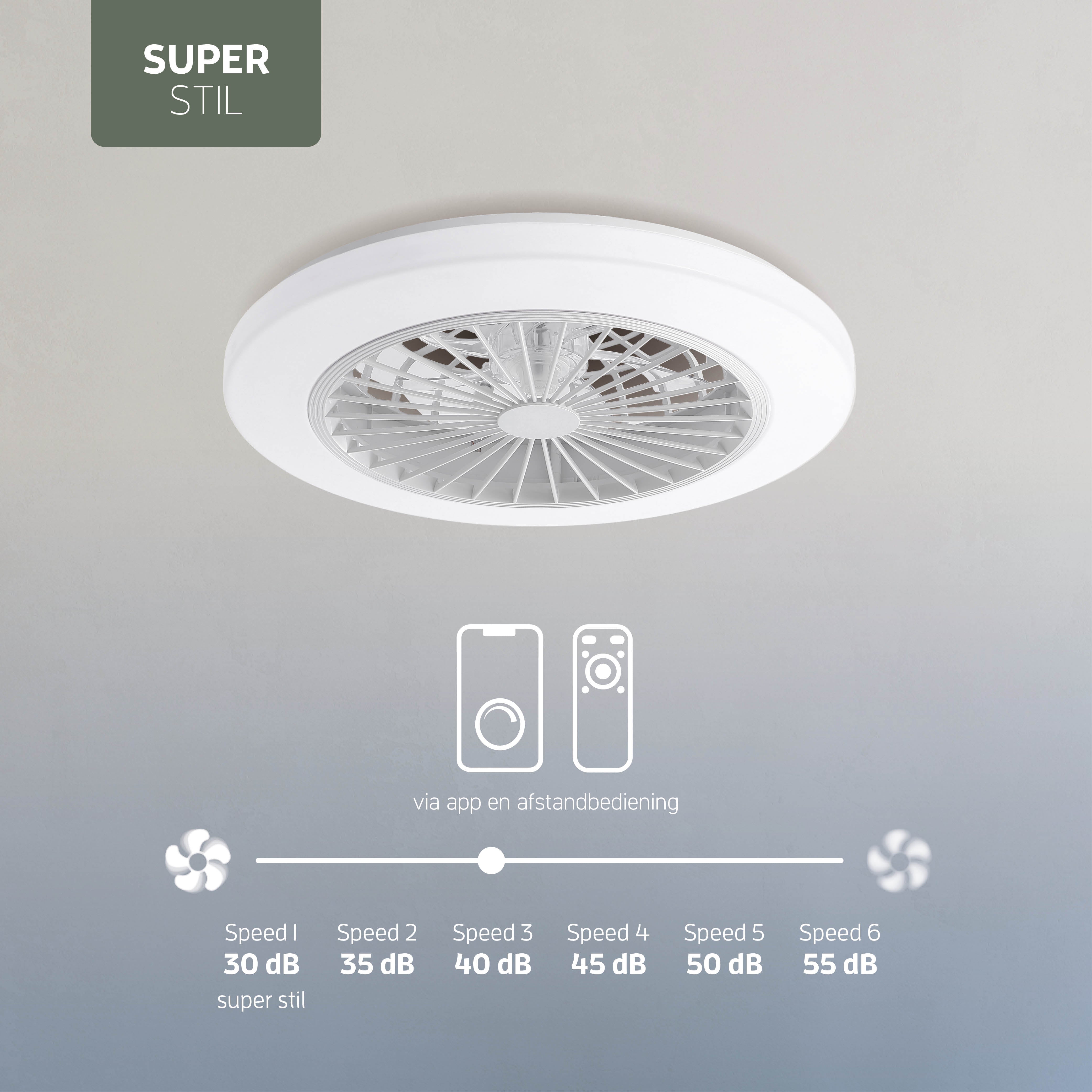 Varin Smart Wifi LED Plafondlamp met ventilator RGBW (CCT) - 50 cm - Tuya - transparant
