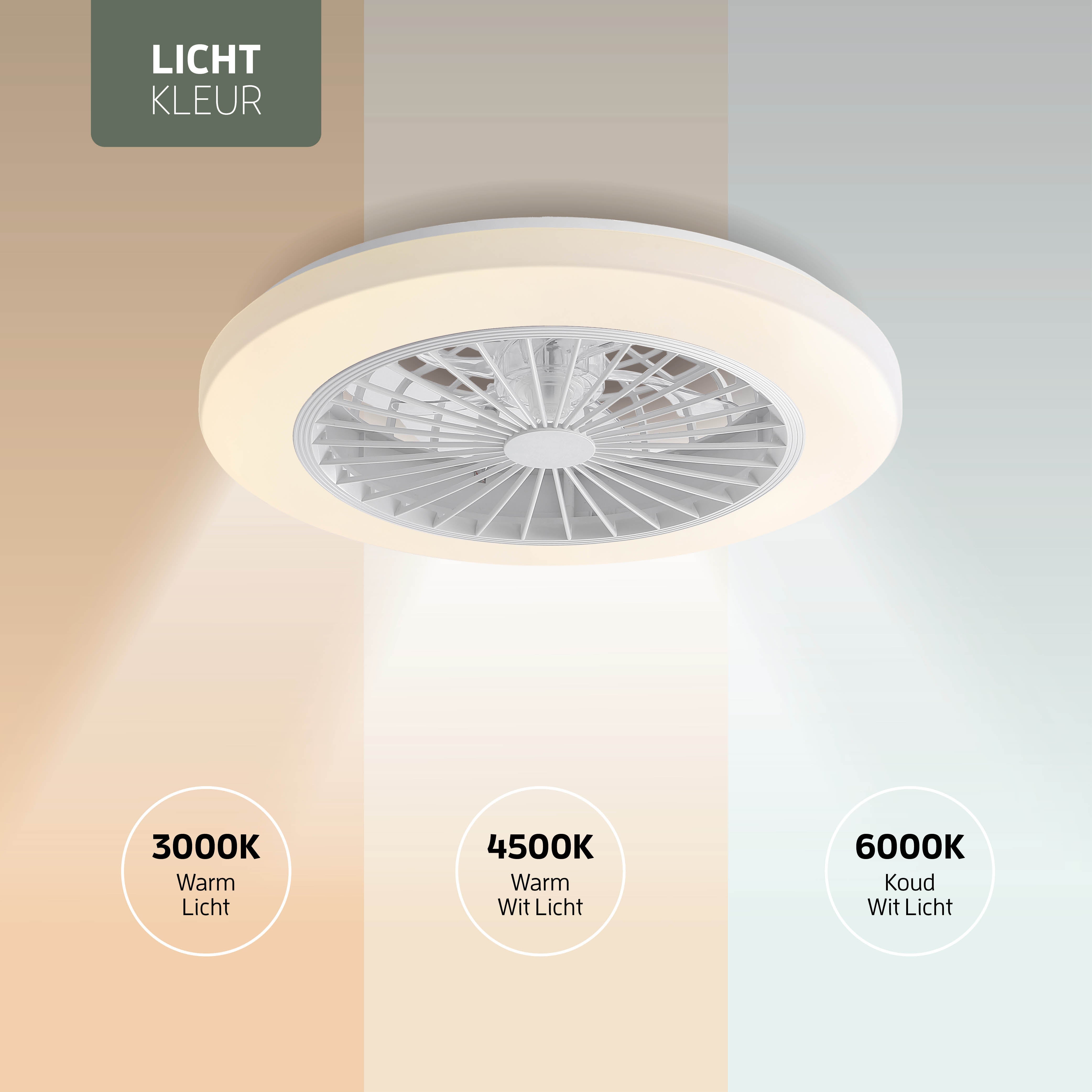 Varin Smart Wifi LED Plafondlamp met ventilator RGBW (CCT) - 50 cm - Tuya - transparant